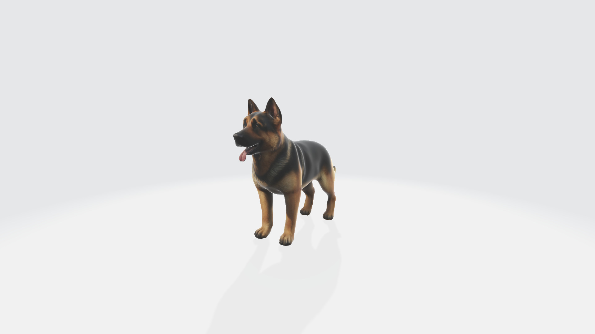 German Shepherd Dog With 3d Rendered Model Portrait 3D model_1
