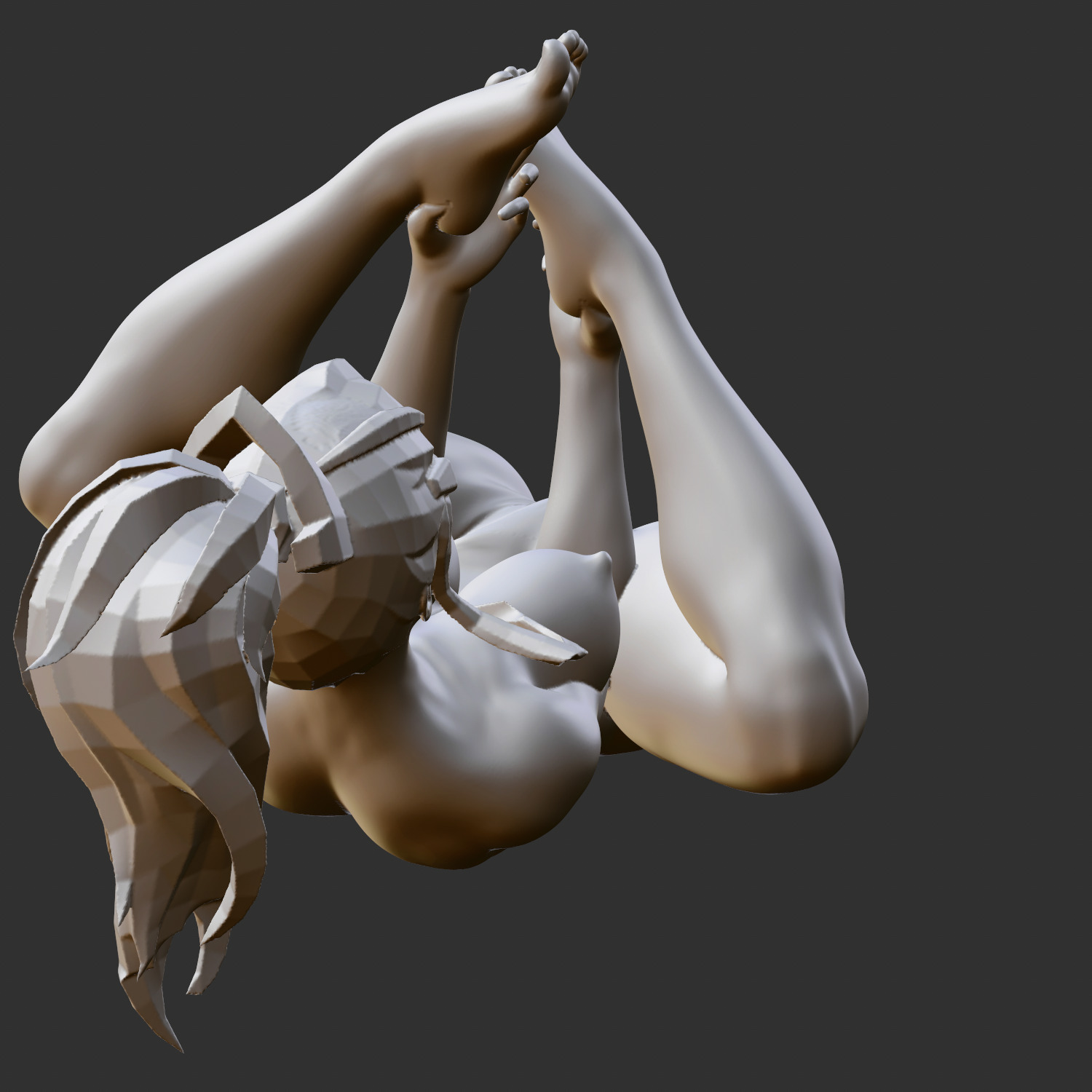 Sexy Anime Waifu Playful Erotic Pose 3D Print STL 3D print model_2