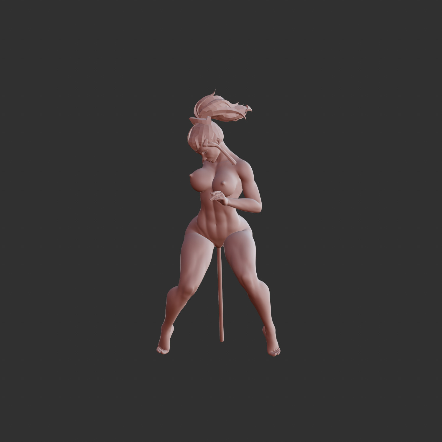 Sensual Anime Waifu in Playful Teasing Pose STL 3D print model_1