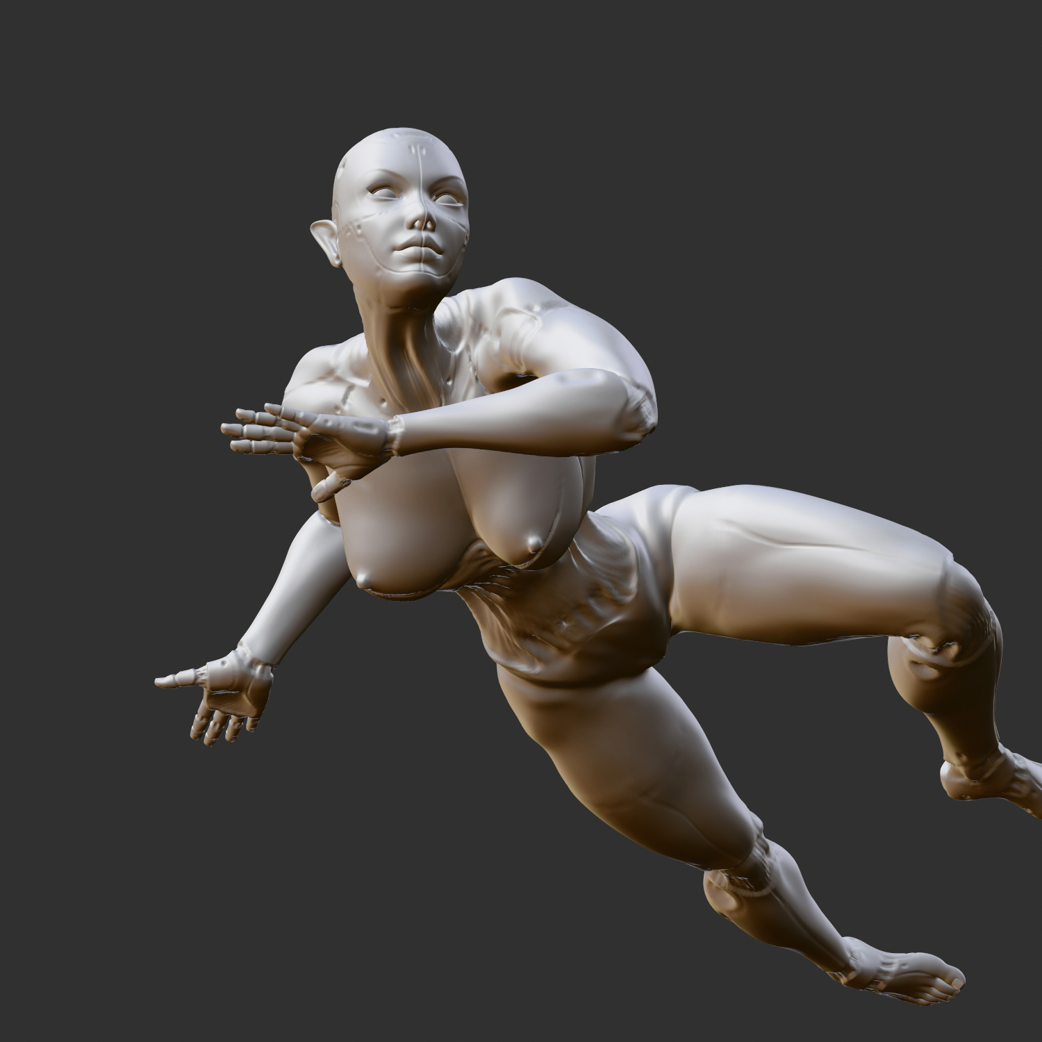 NSFW Anime Babe Middle Finger Attitude Pose STL 3D print model_2