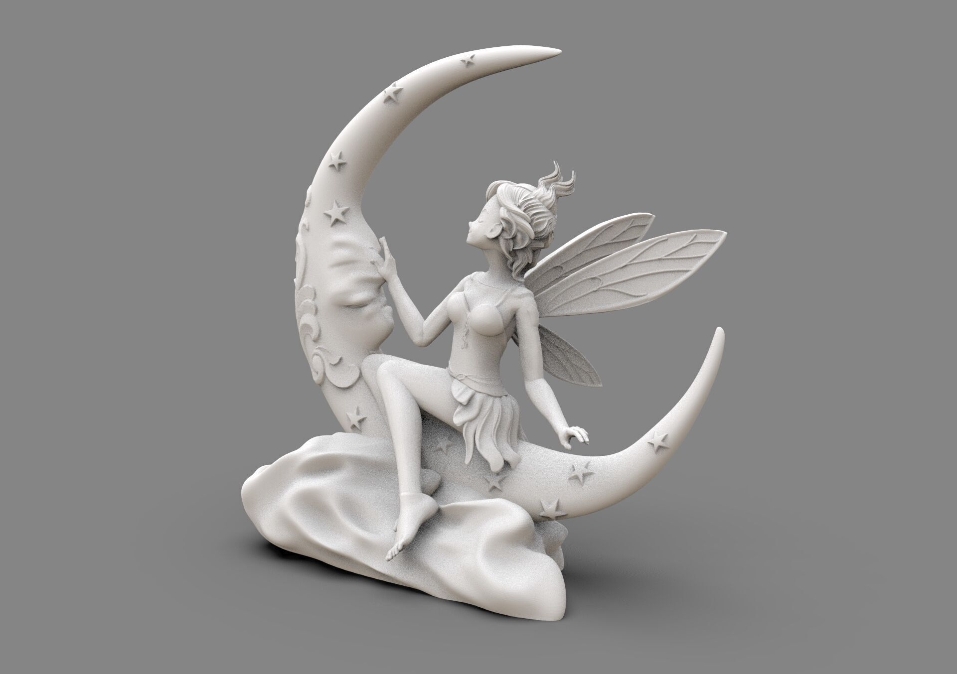 The Fairy on the moon 3D print model_2