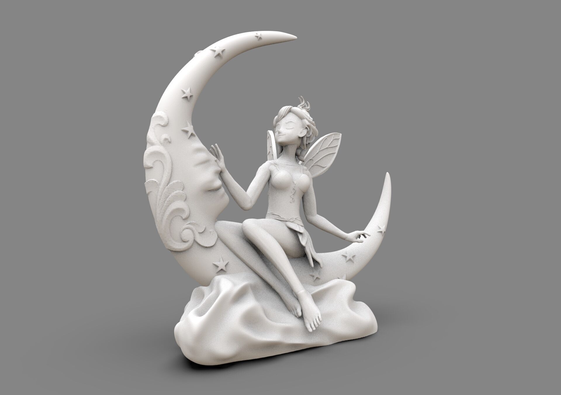 The Fairy on the moon 3D print model_1