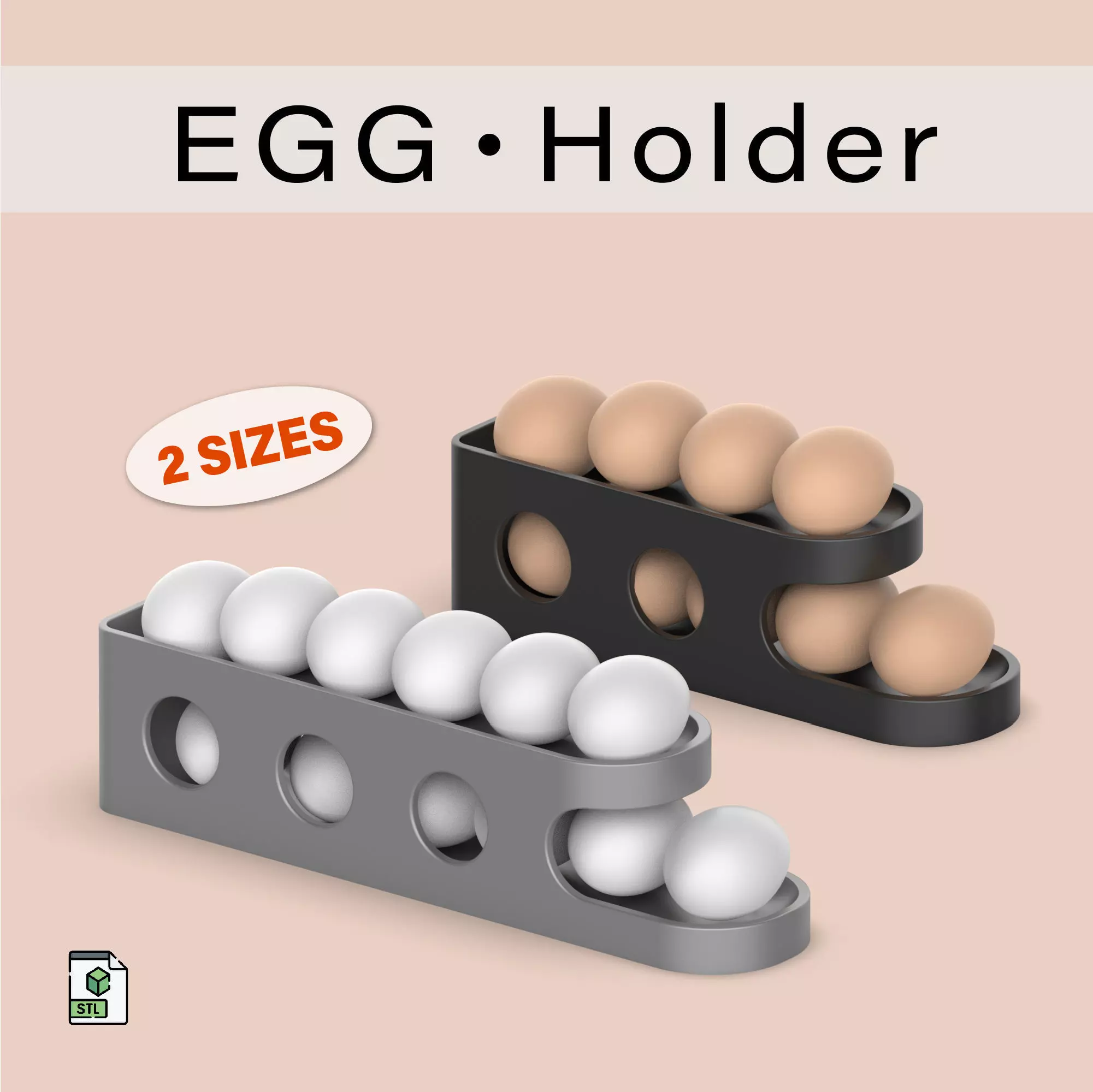 3D Egg Holder 2 Size Egg Dispenser Egg Storage Modern Unit 3D print model_0