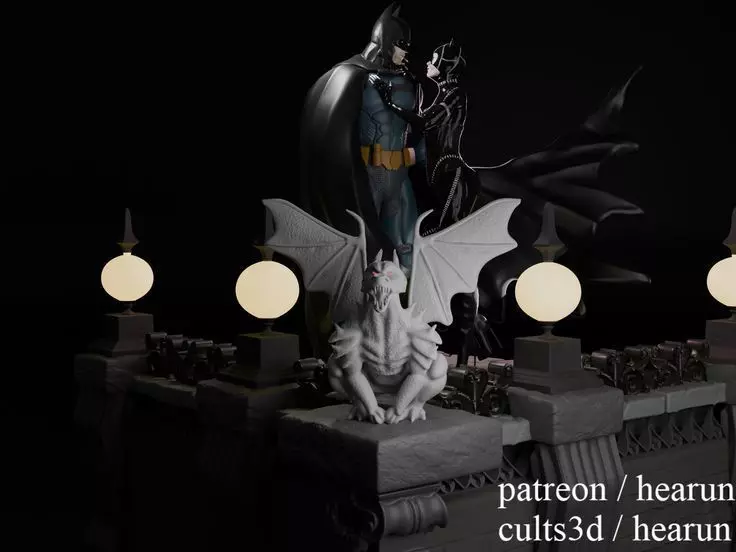 Batman and Catwoman Diorama Ready For Printing 3D print model