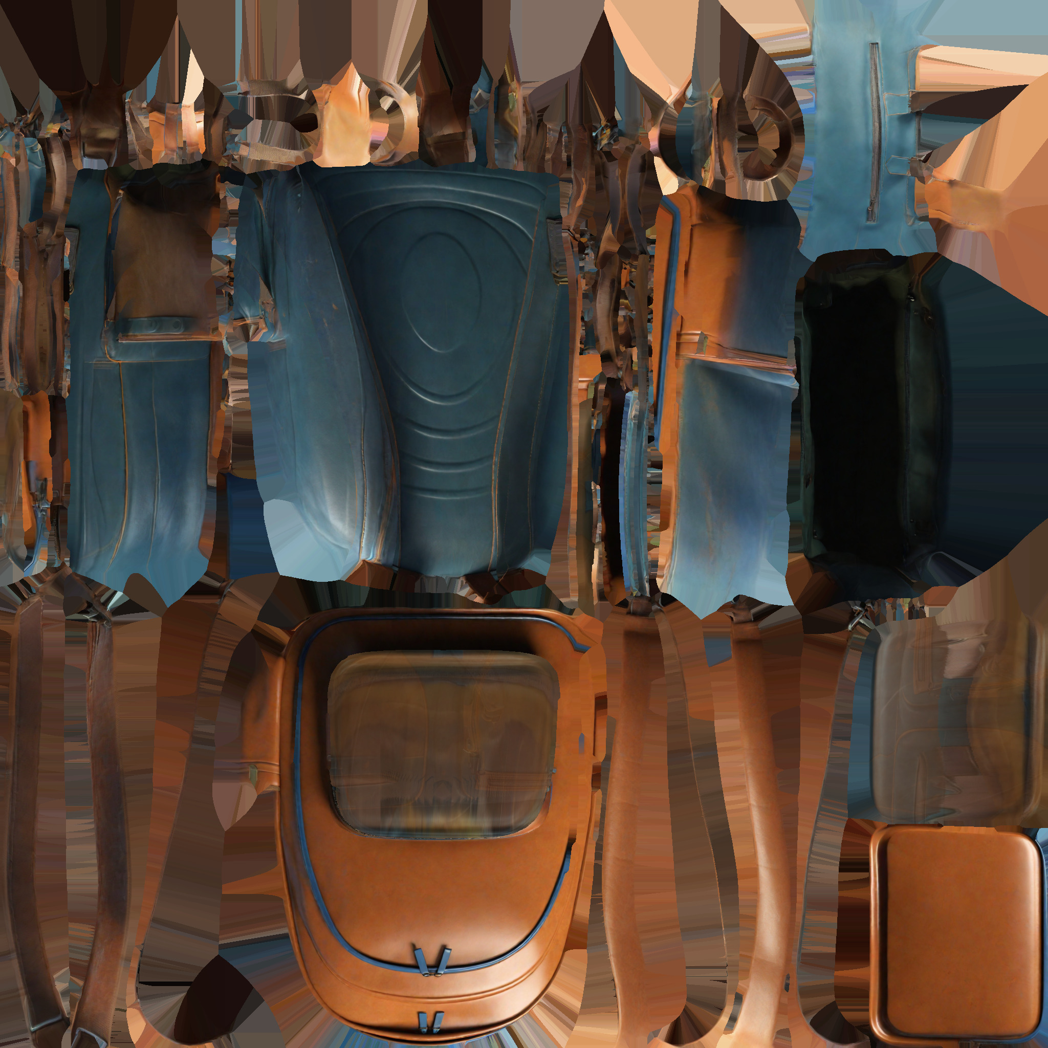 3d Generative Model Leather Old School Backpack Bag 3D model_8