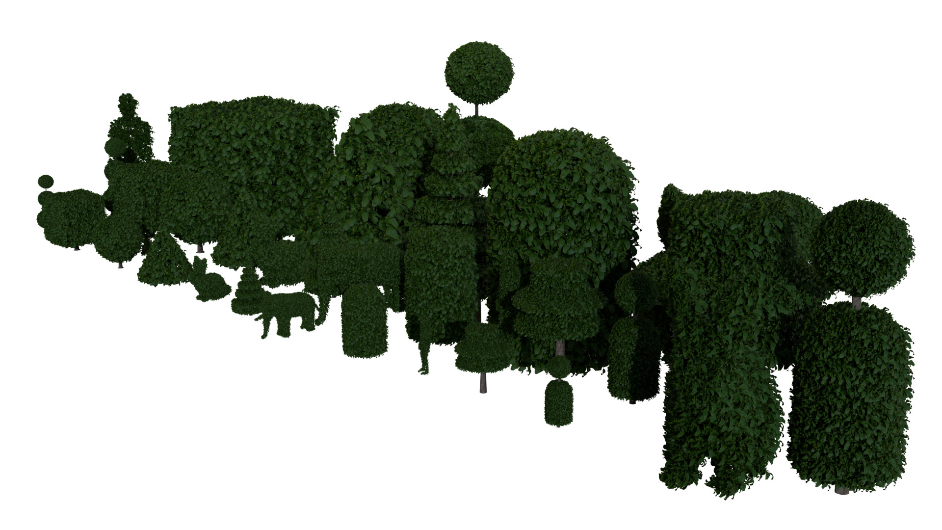 Topiary Buxus bushes 3D model_5