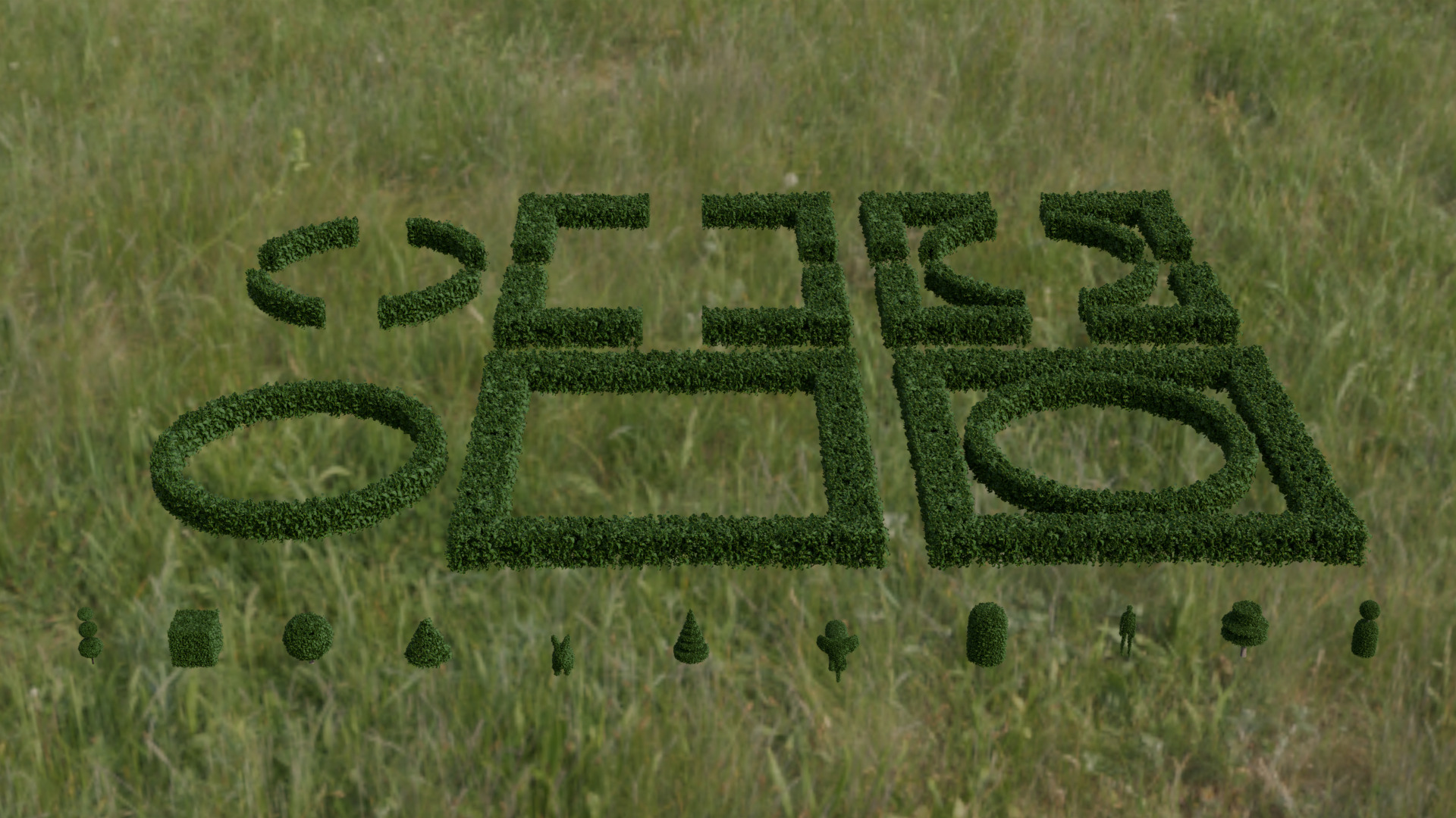 Topiary Buxus bushes 3D model_10