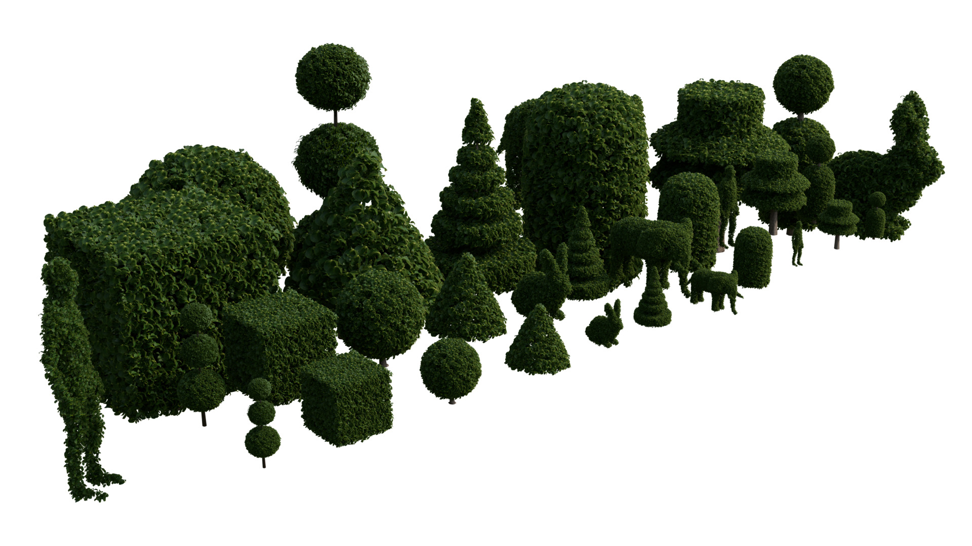 Topiary Buxus bushes 3D model_8