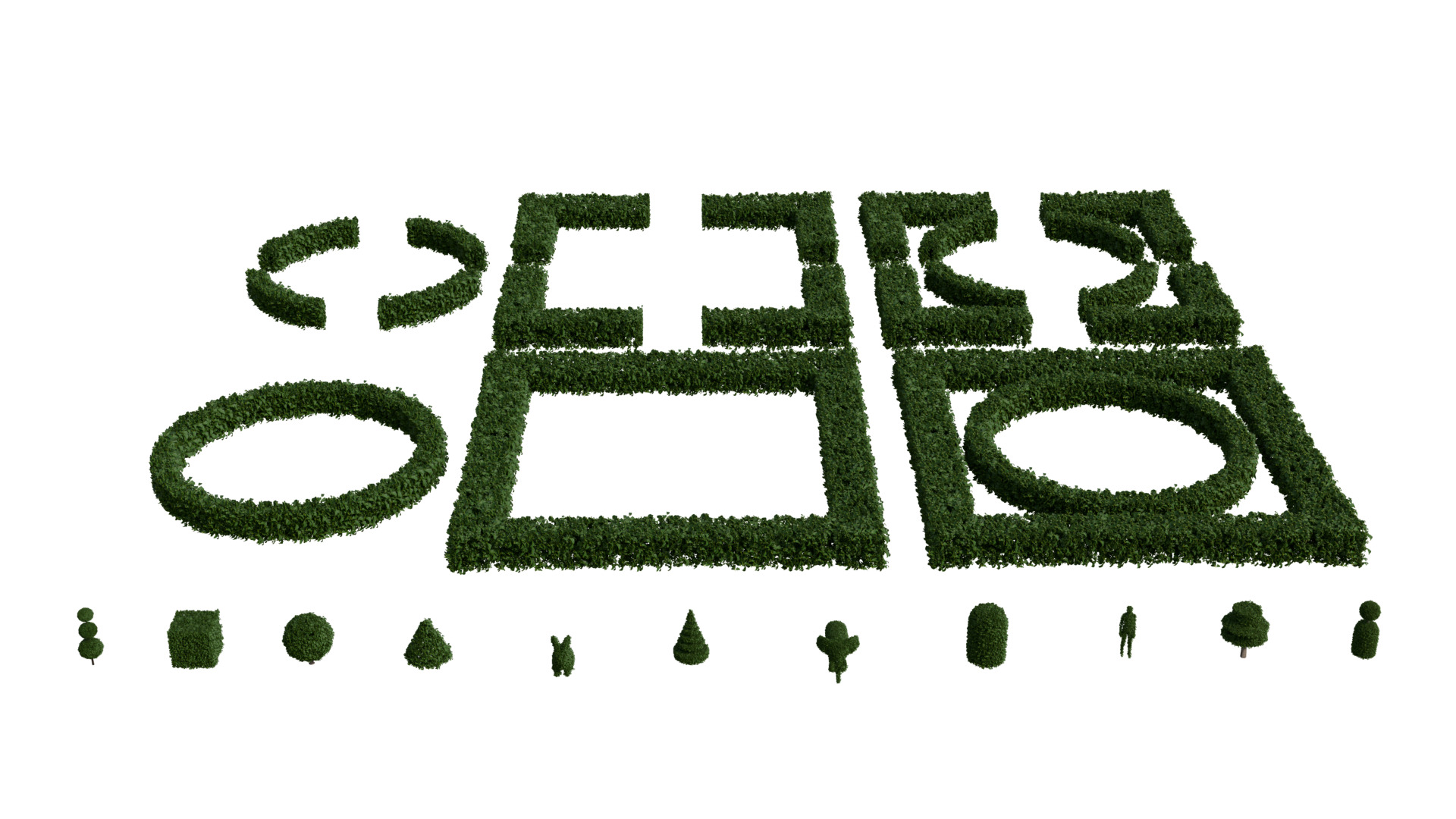 Topiary Buxus bushes 3D model_2