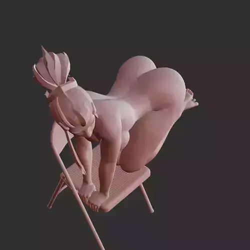 Lewd Anime Girl on Chair Nude 3D Printable Figurine