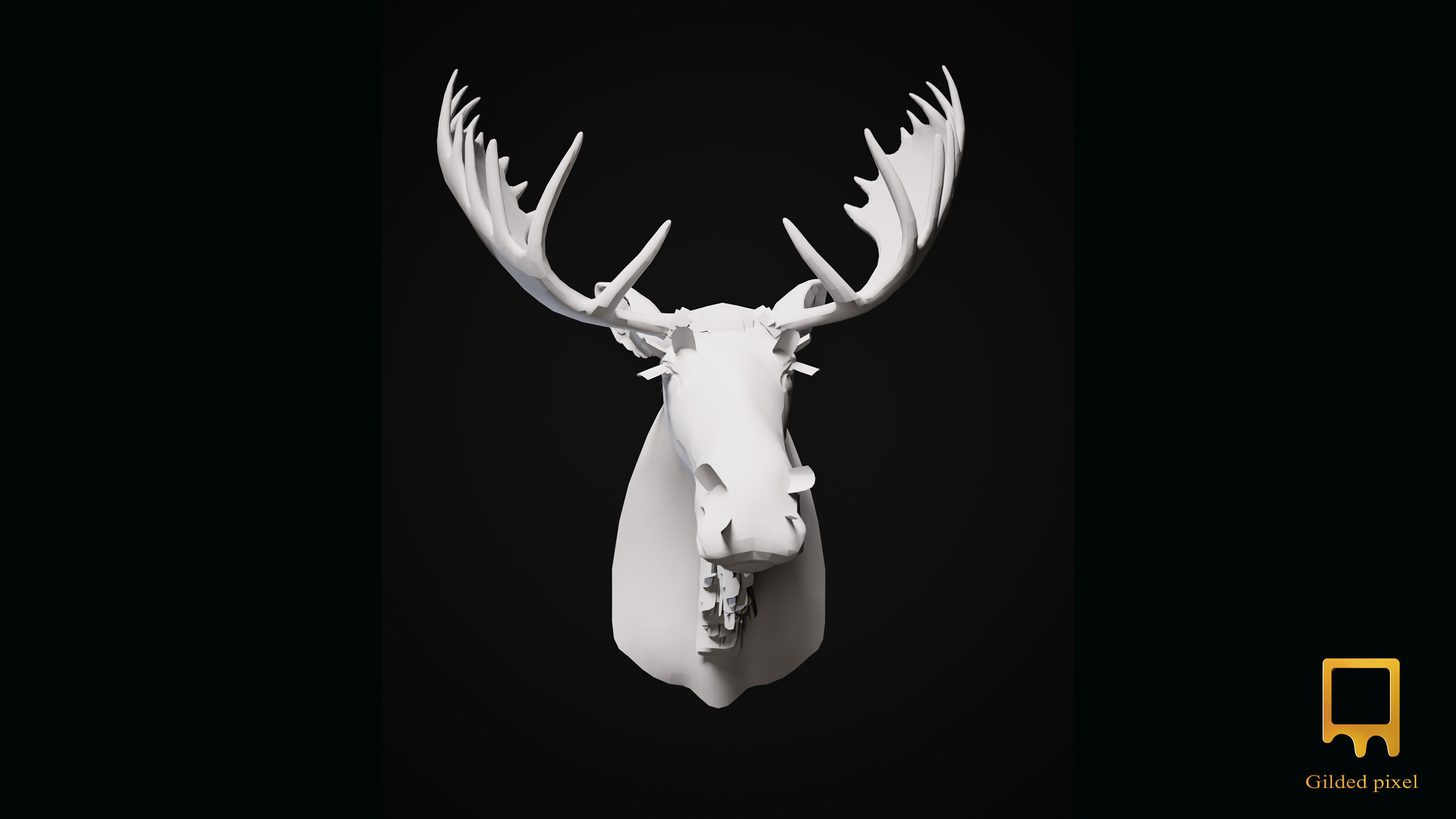 Moose Trophy Head - Photorealistic PBR  Low-poly 3D model_9