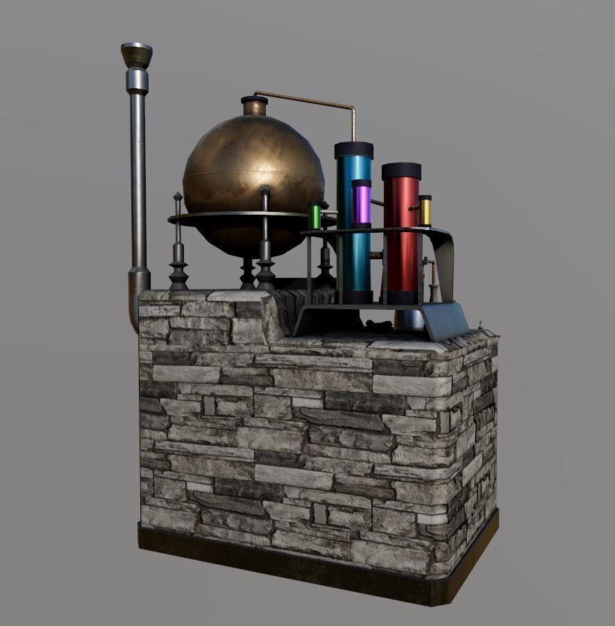 Alchemy Table Model Middle Ages Low-poly 3D model_2