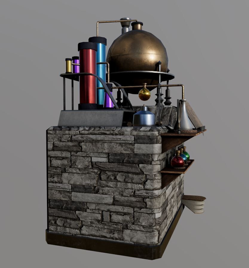 Alchemy Table Model Middle Ages Low-poly 3D model_3
