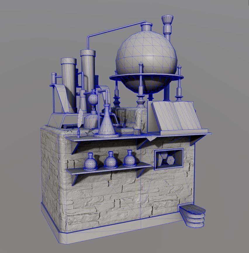 Alchemy Table Model Middle Ages Low-poly 3D model_5