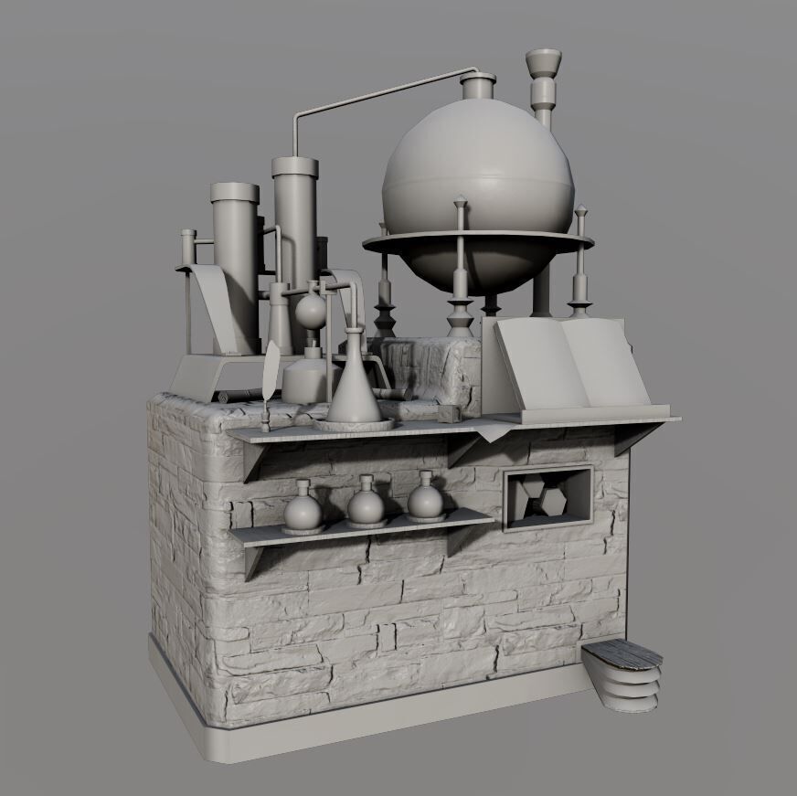 Alchemy Table Model Middle Ages Low-poly 3D model_4