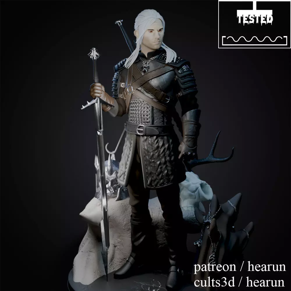 Geralt of Rivia The Witcher Tested and Ready For Printing 3D print model