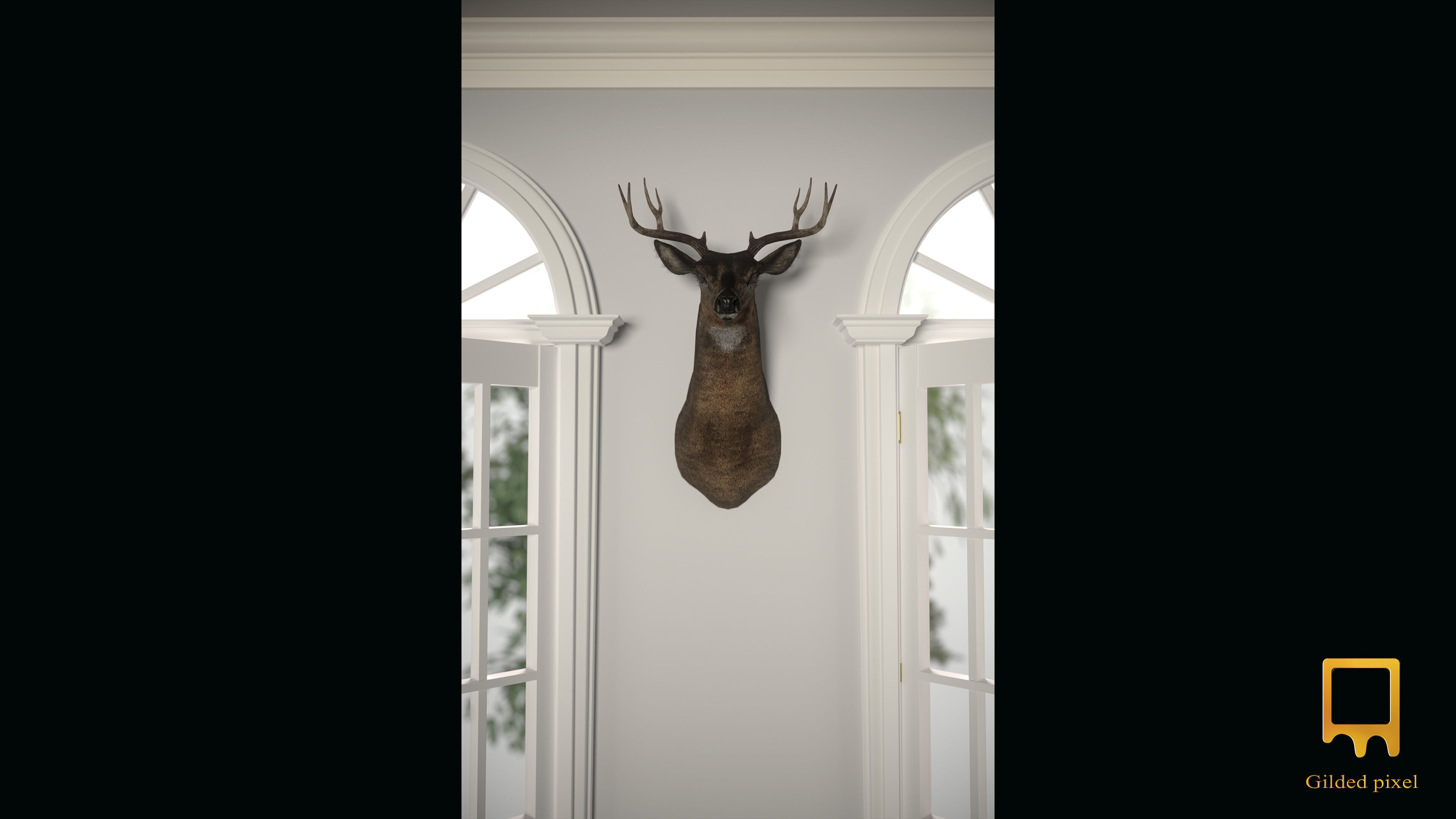 Deer Trophy Head - Photorealistic PBR Low-poly 3D model_2