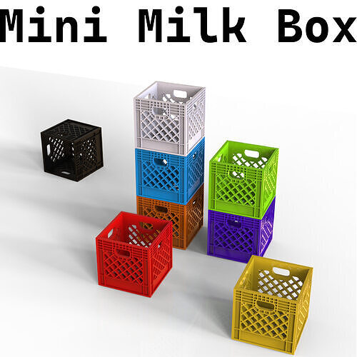 Miniature Milk Crate - Stackable Mini Milk Crate - 3D for Office 3D print model