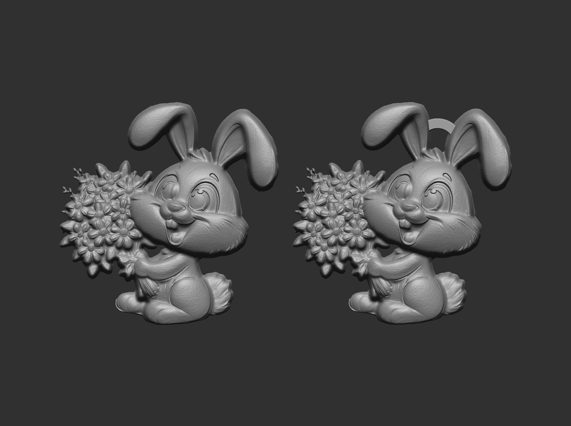 bunny with flowers decor 3D print model_3