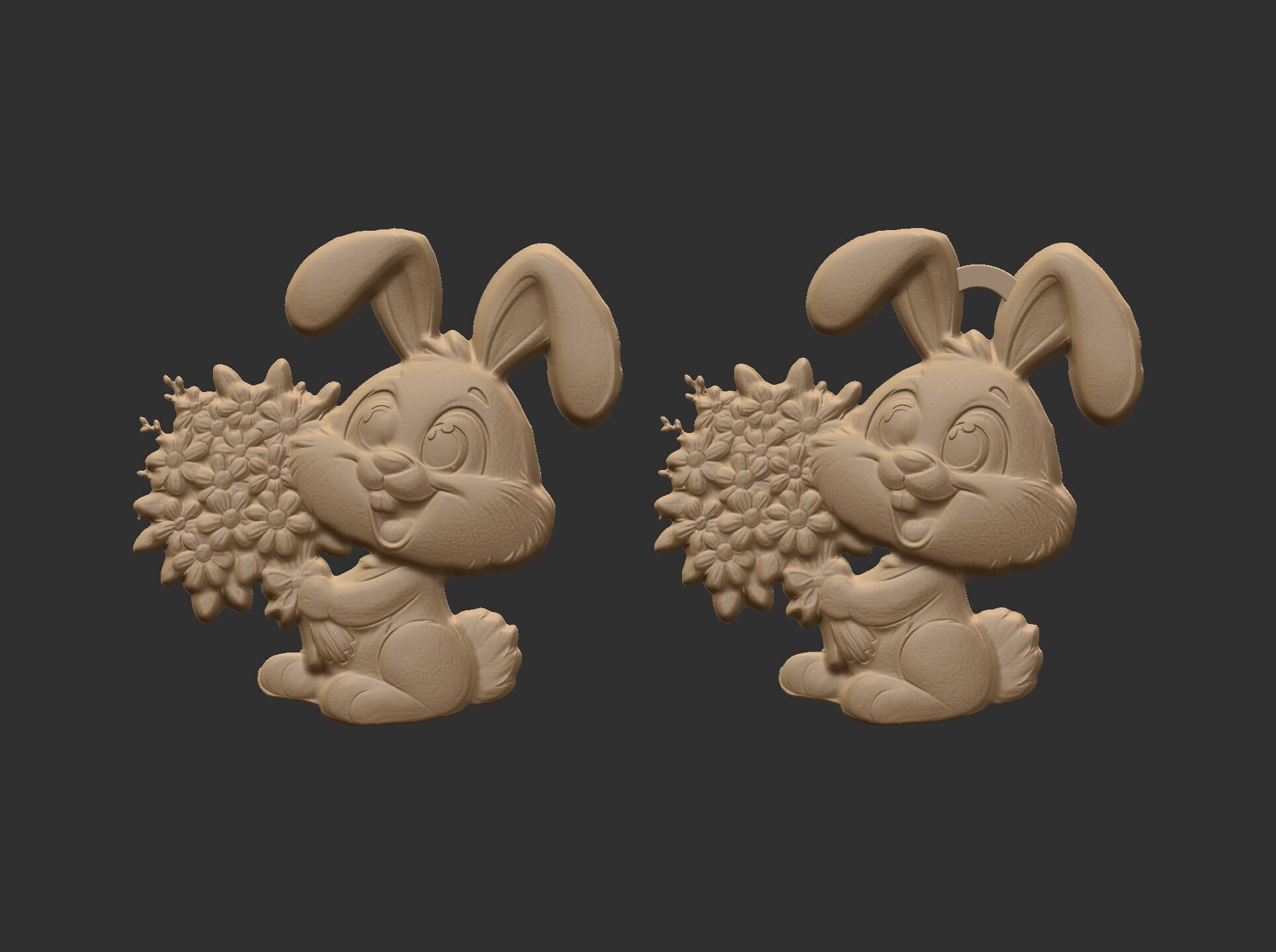 bunny with flowers decor 3D print model_4