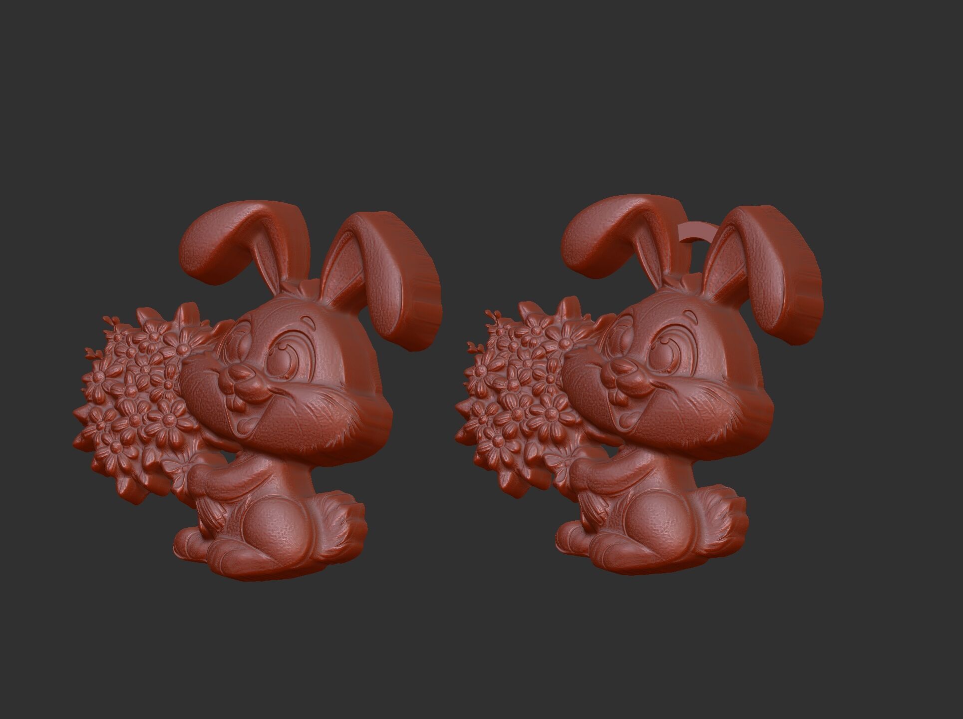 bunny with flowers decor 3D print model_2