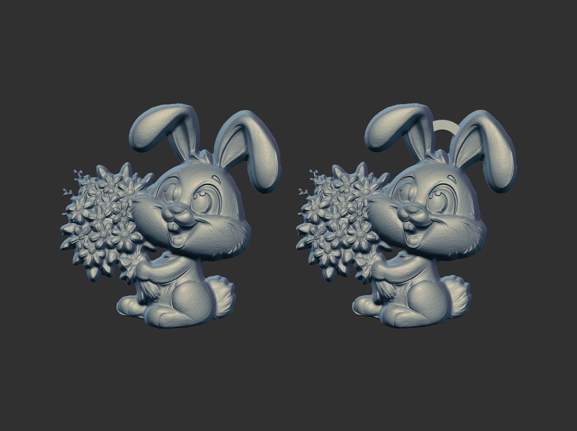 bunny with flowers decor 3D print model_6