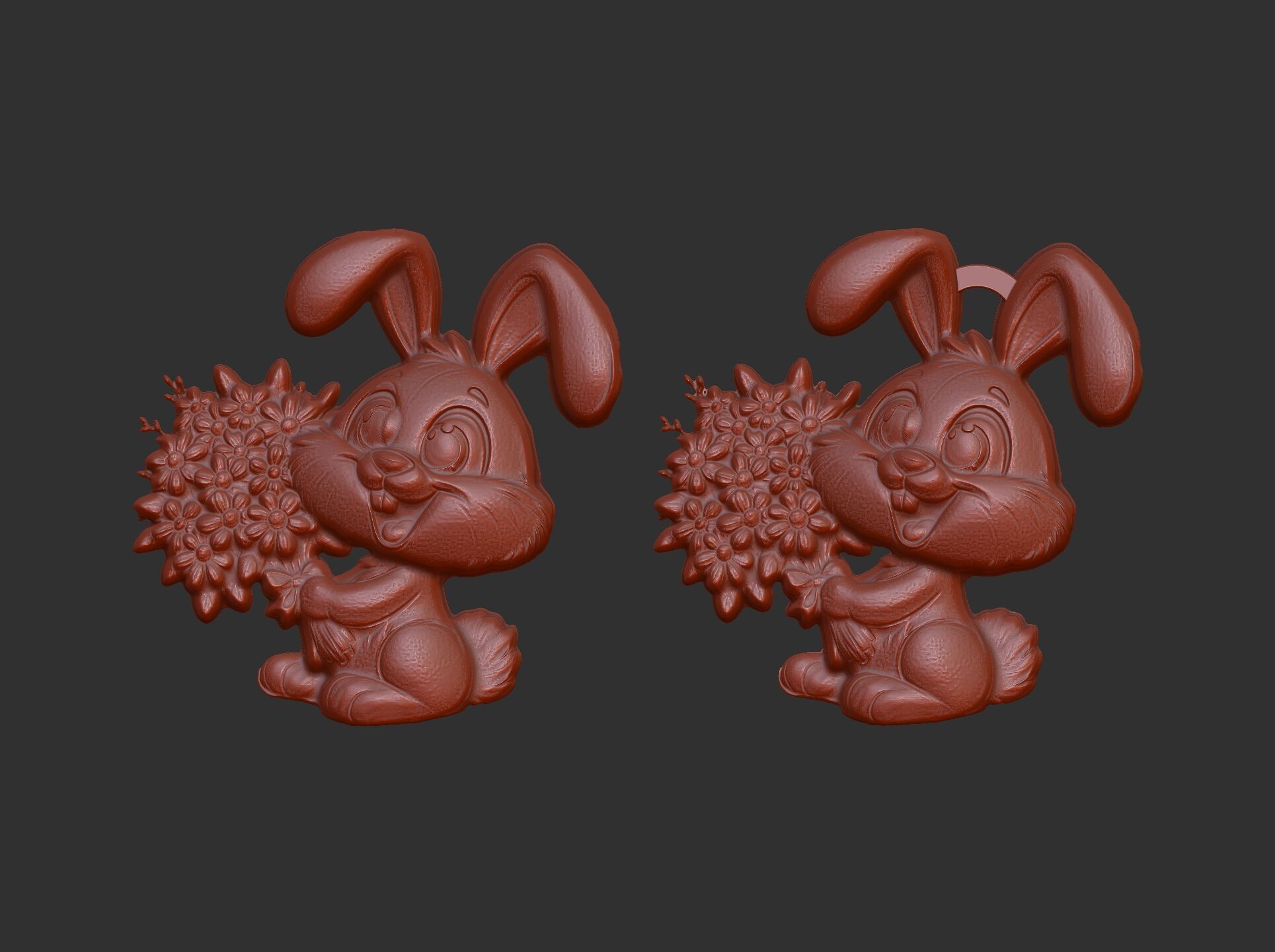 bunny with flowers decor 3D print model_1