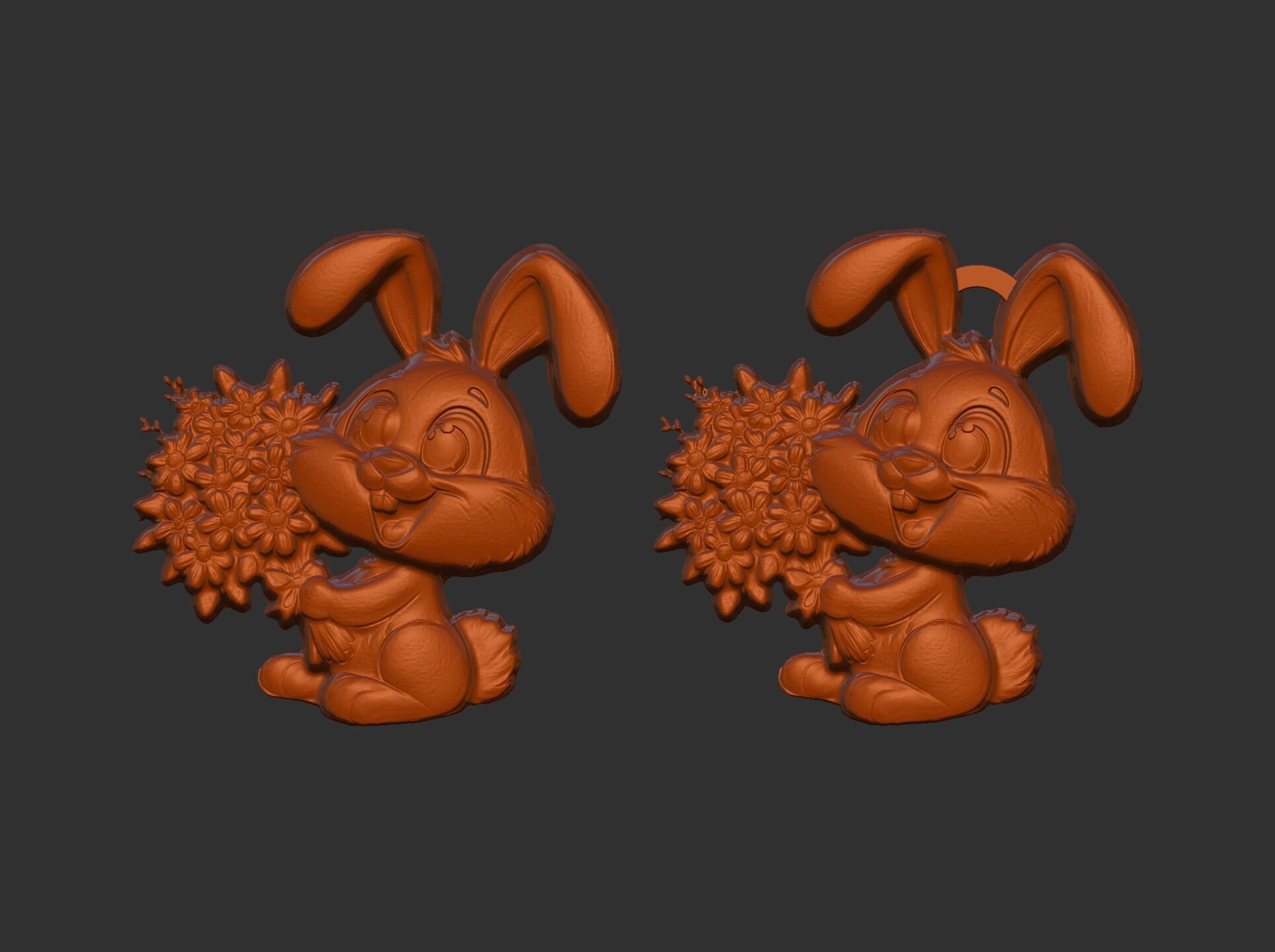 bunny with flowers decor 3D print model_12