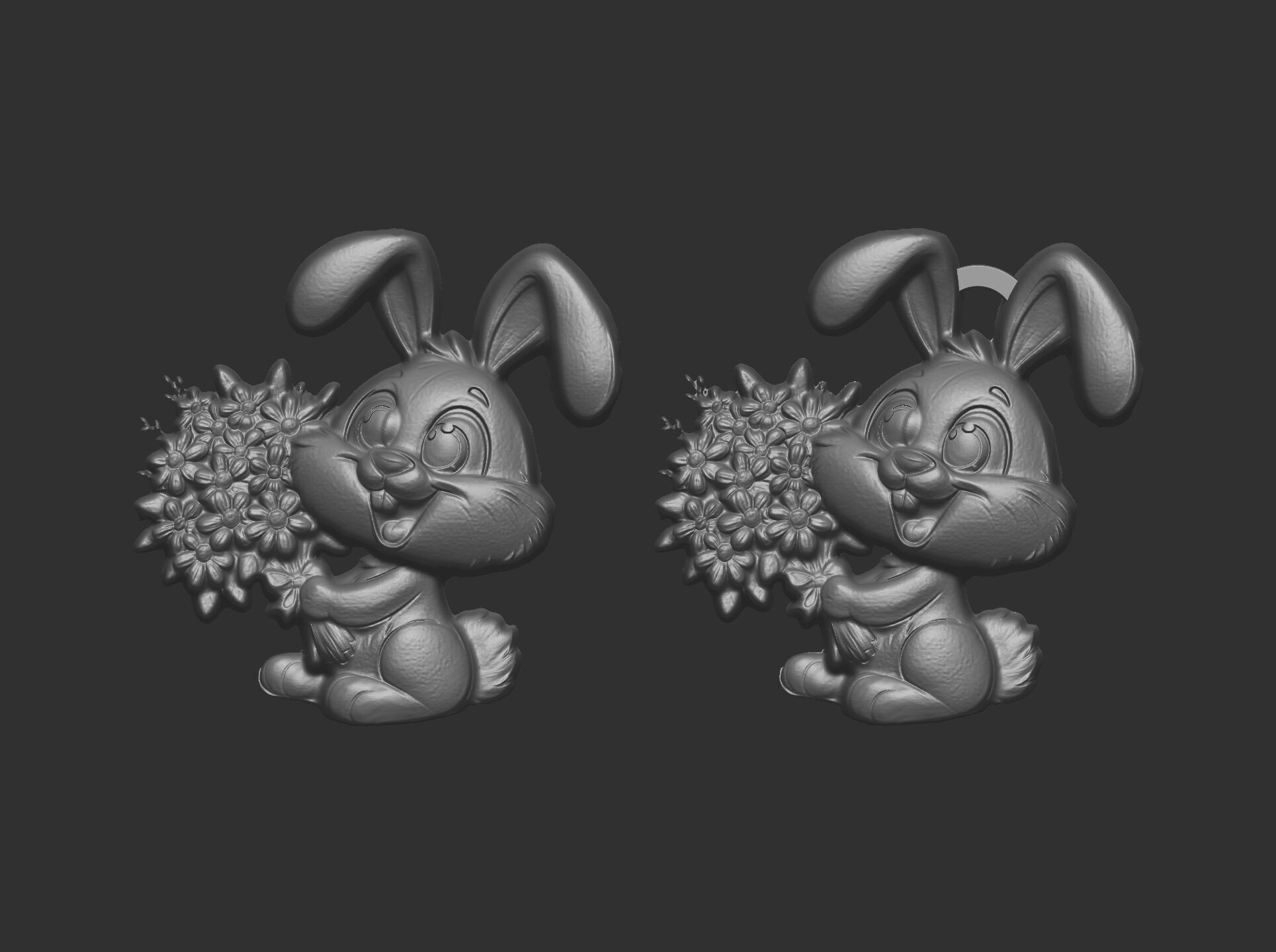 bunny with flowers decor 3D print model_8