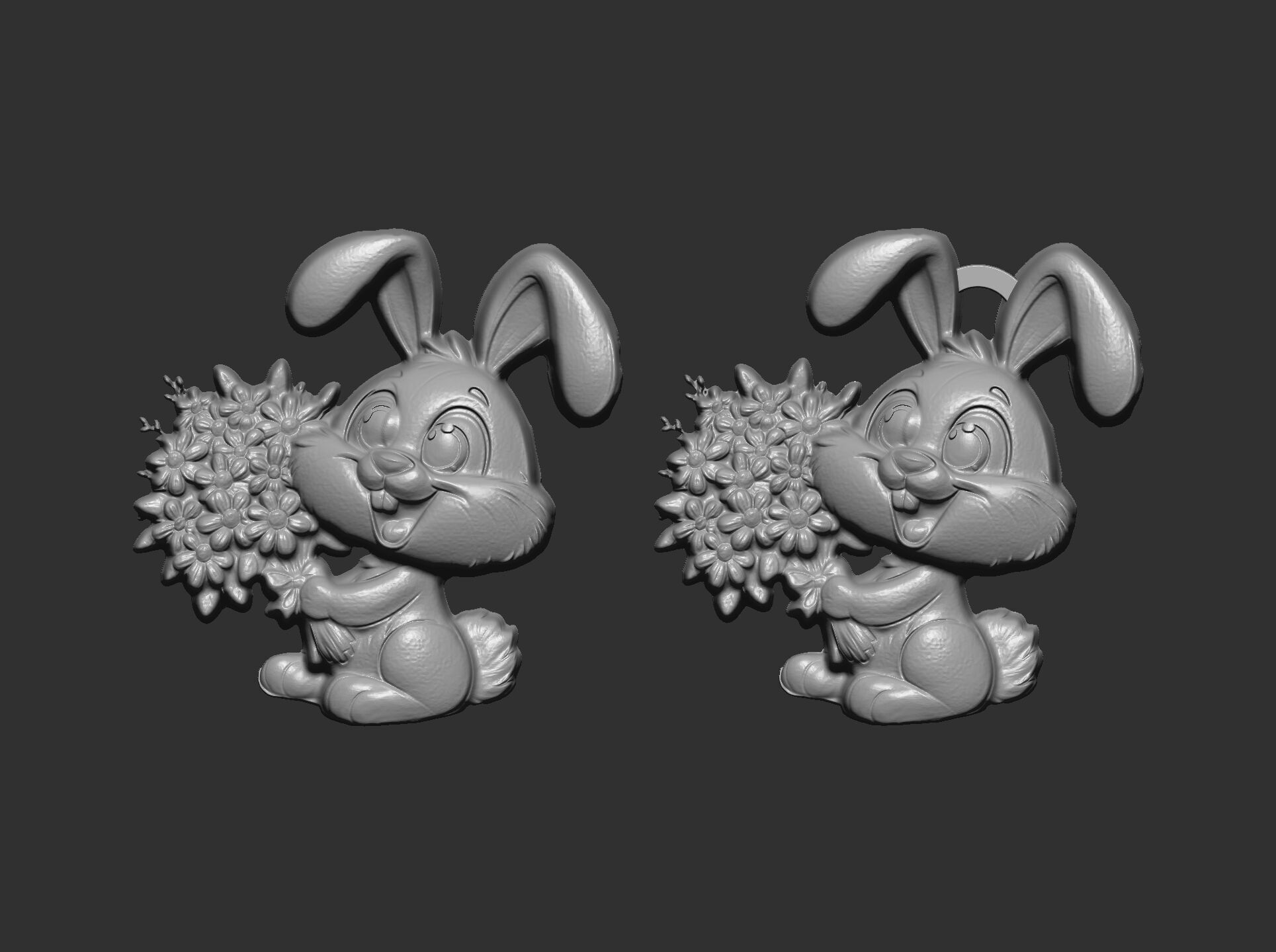 bunny with flowers decor 3D print model_7