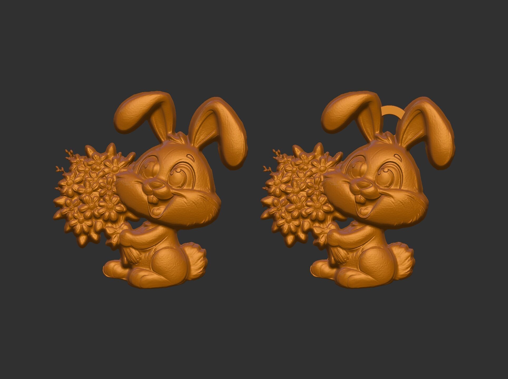 bunny with flowers decor 3D print model_10