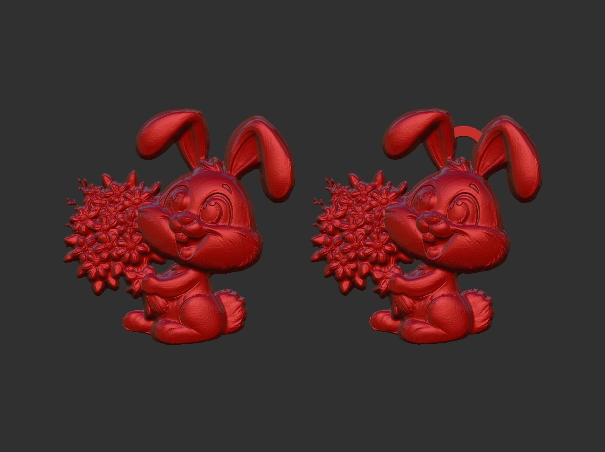 bunny with flowers decor 3D print model_11