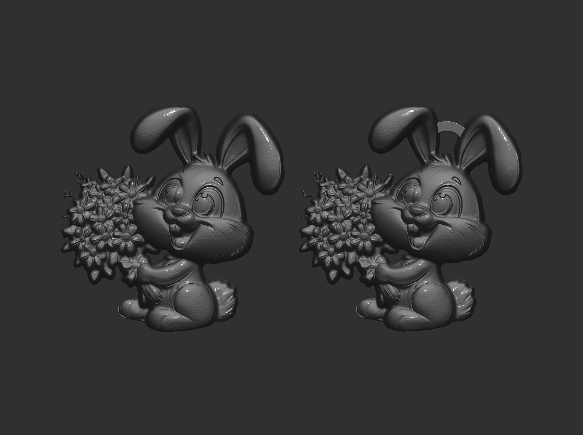 bunny with flowers decor 3D print model_9