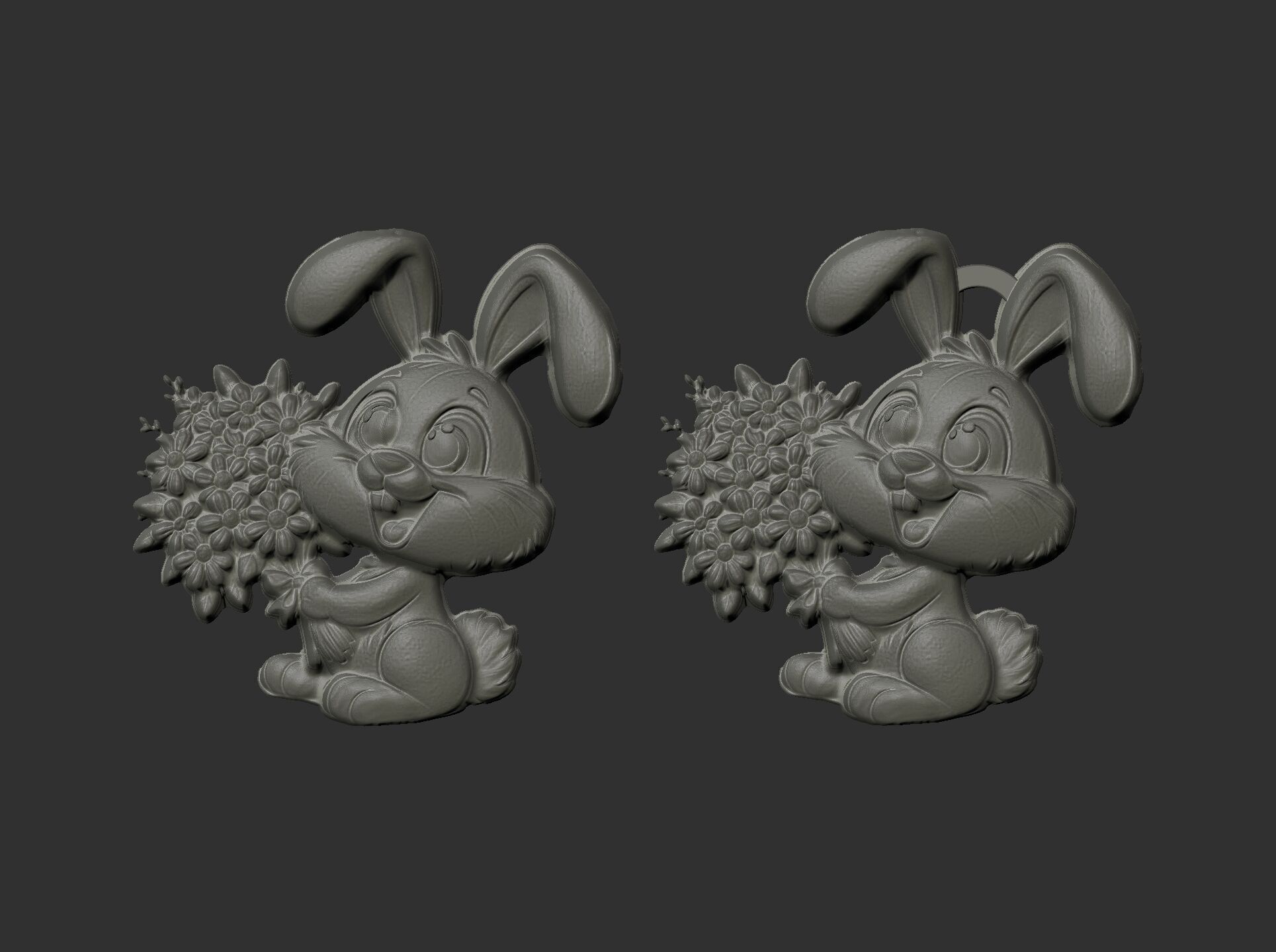 bunny with flowers decor 3D print model_5