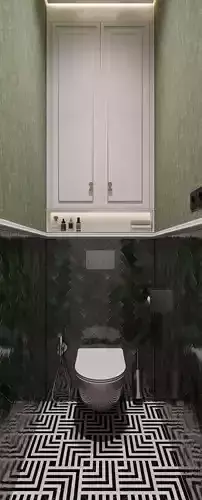 interior bathroom with wallpaper tile and marble color green 