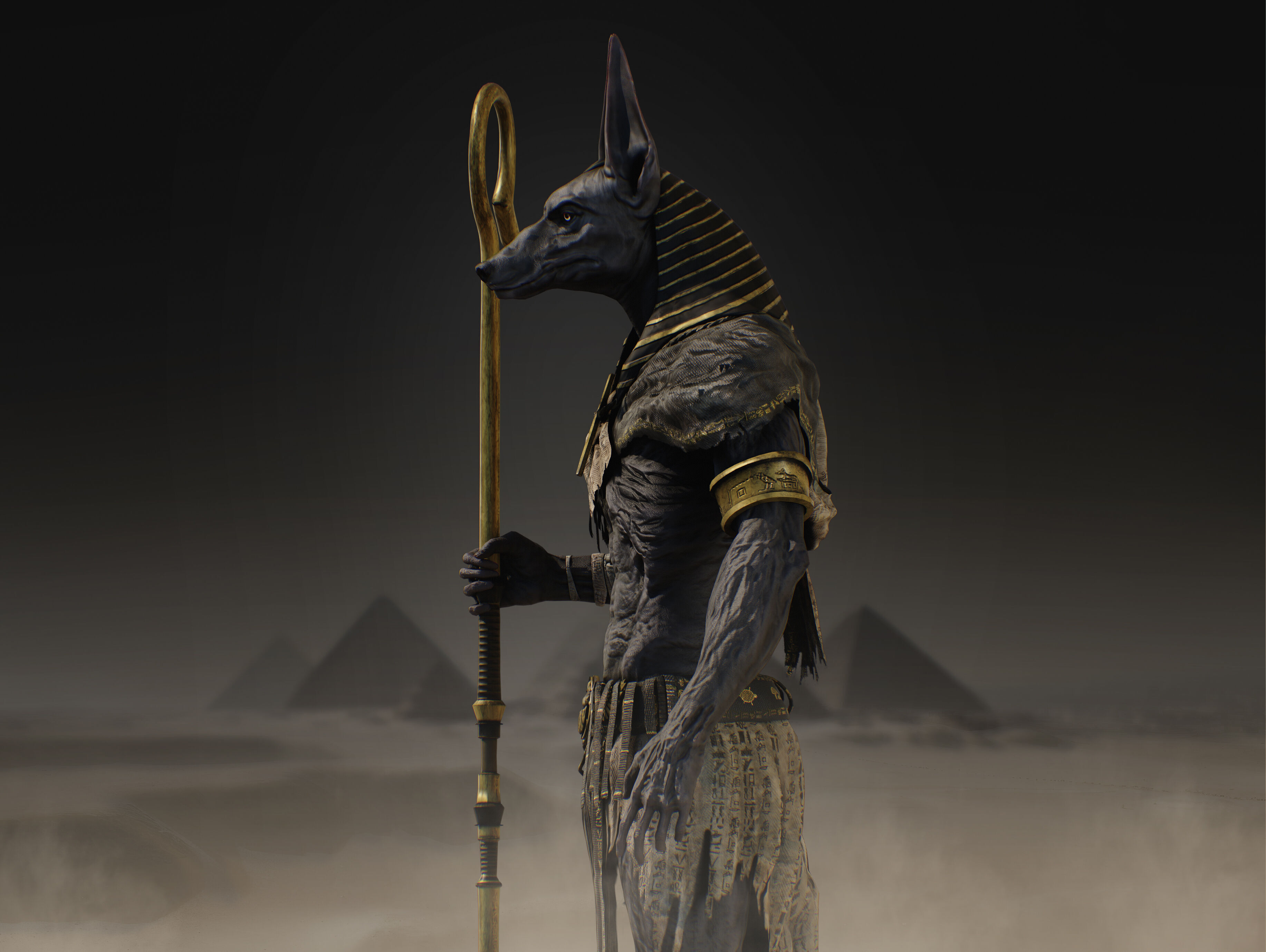Anubis Low-poly 3D model_9
