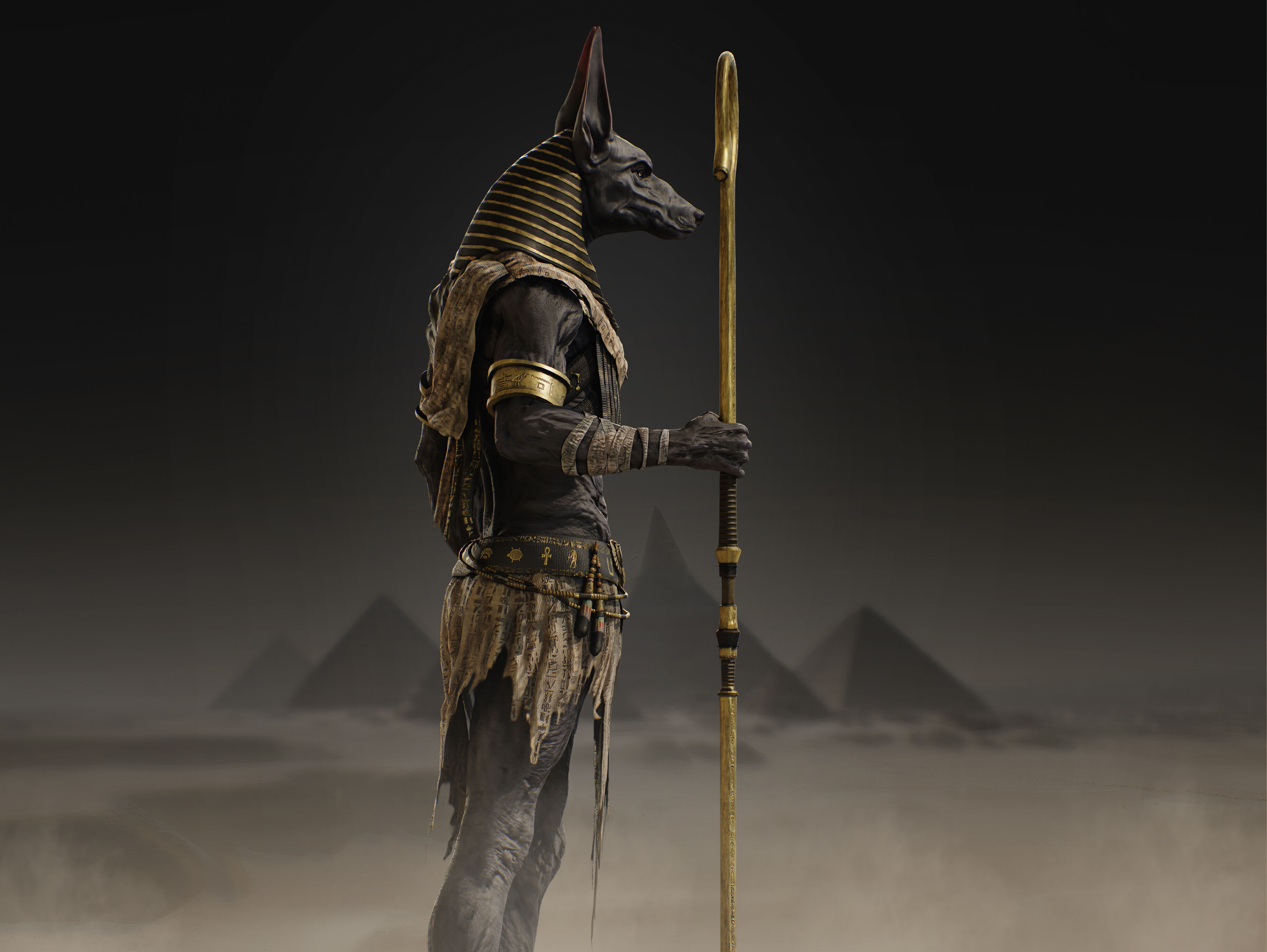 Anubis Low-poly 3D model_6