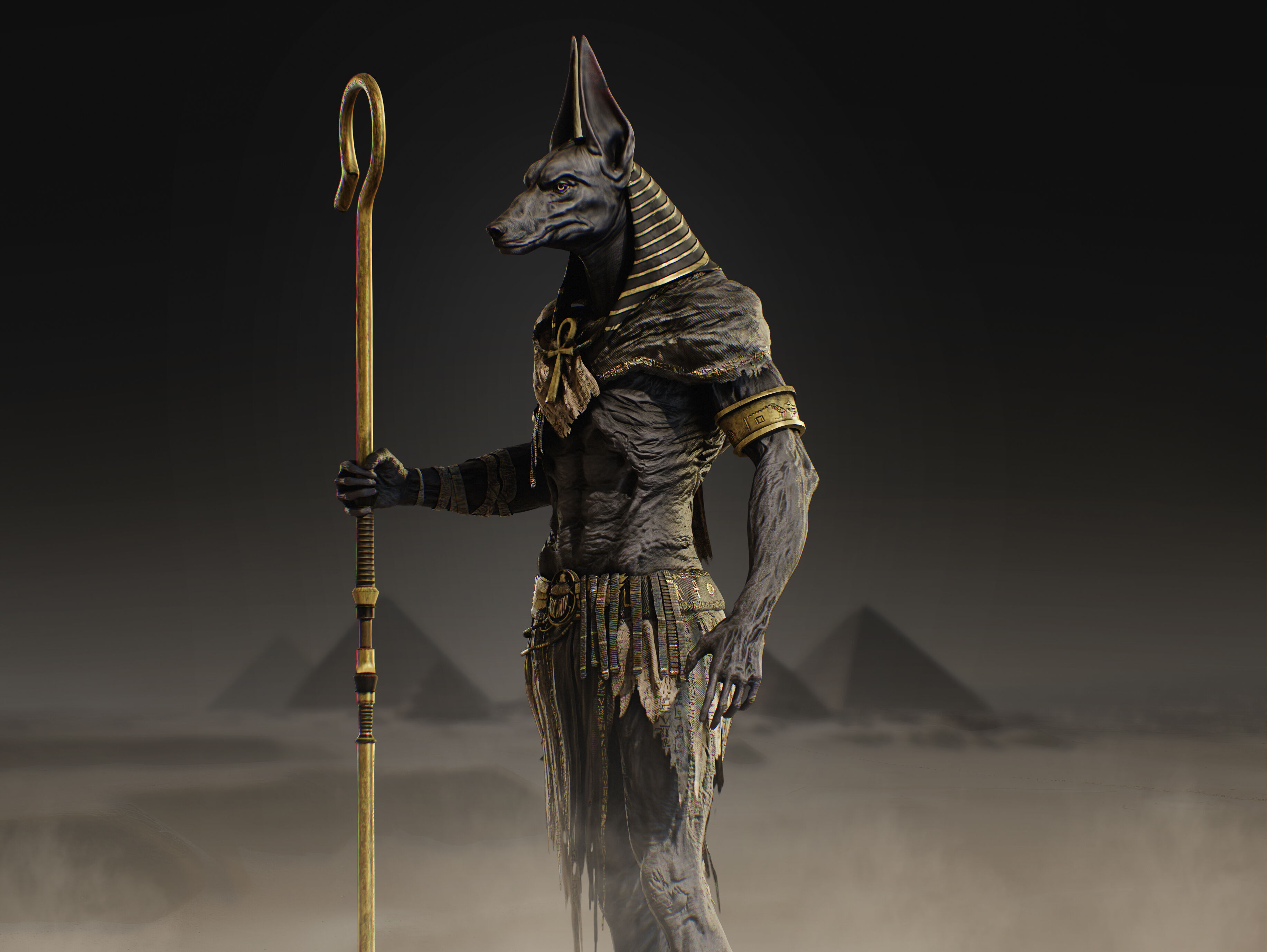 Anubis Low-poly 3D model_8