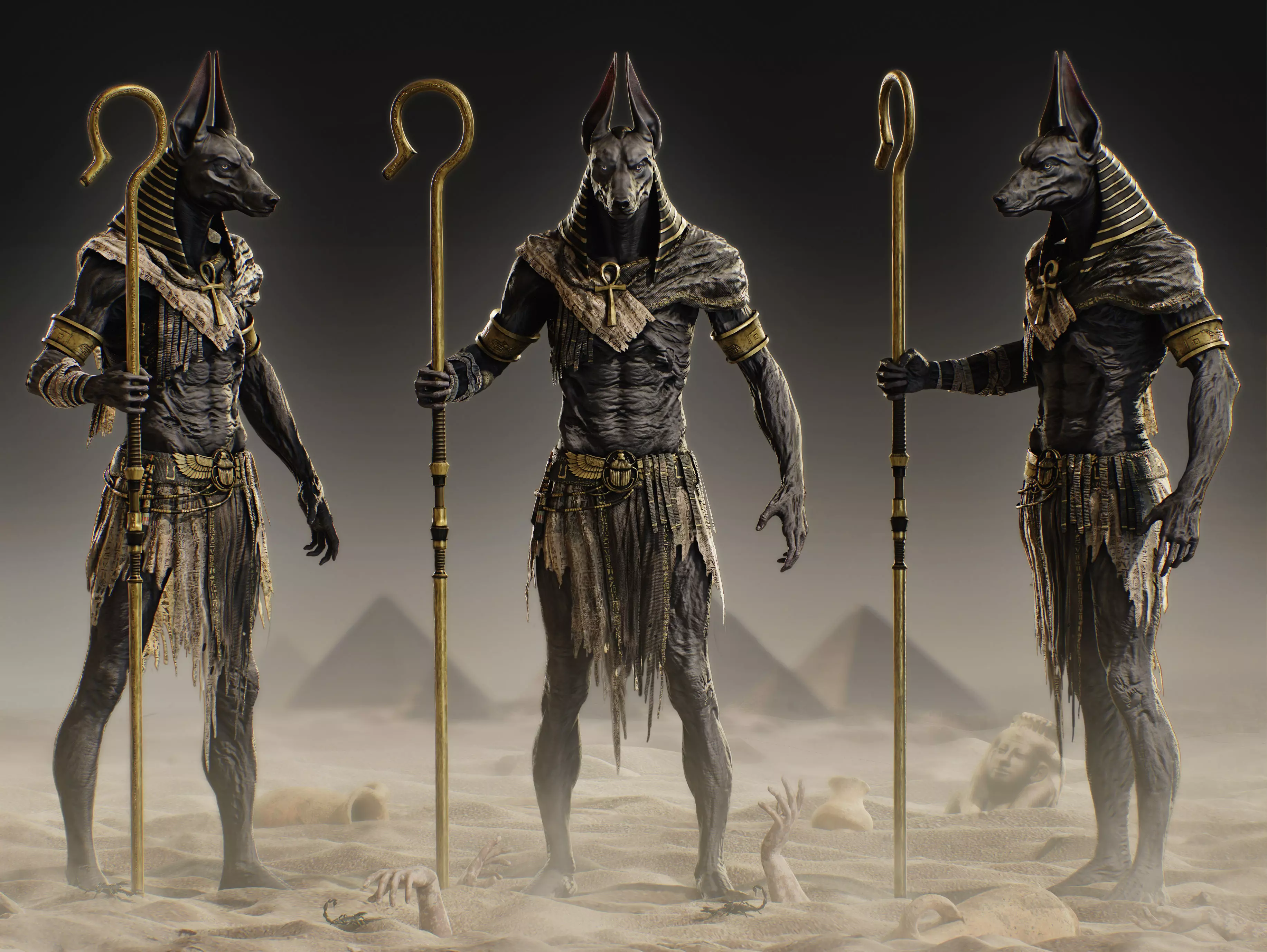 Anubis Low-poly 3D model_0