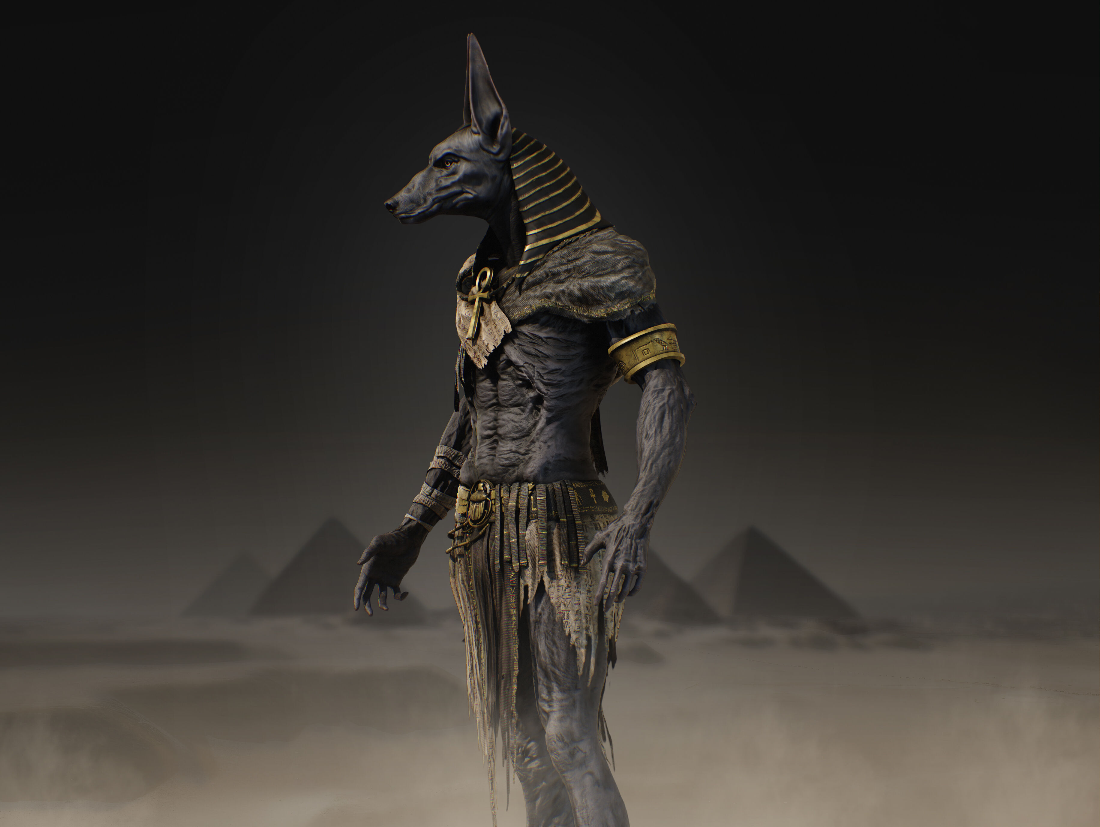 Anubis Low-poly 3D model_3