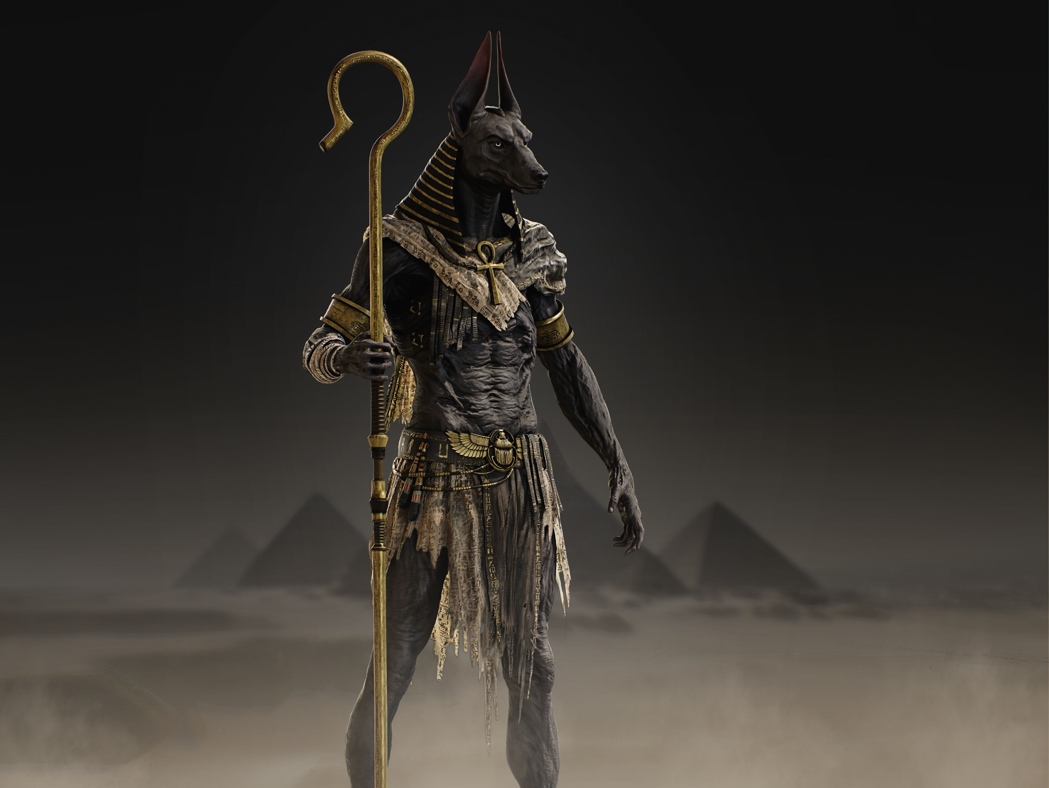 Anubis Low-poly 3D model_4