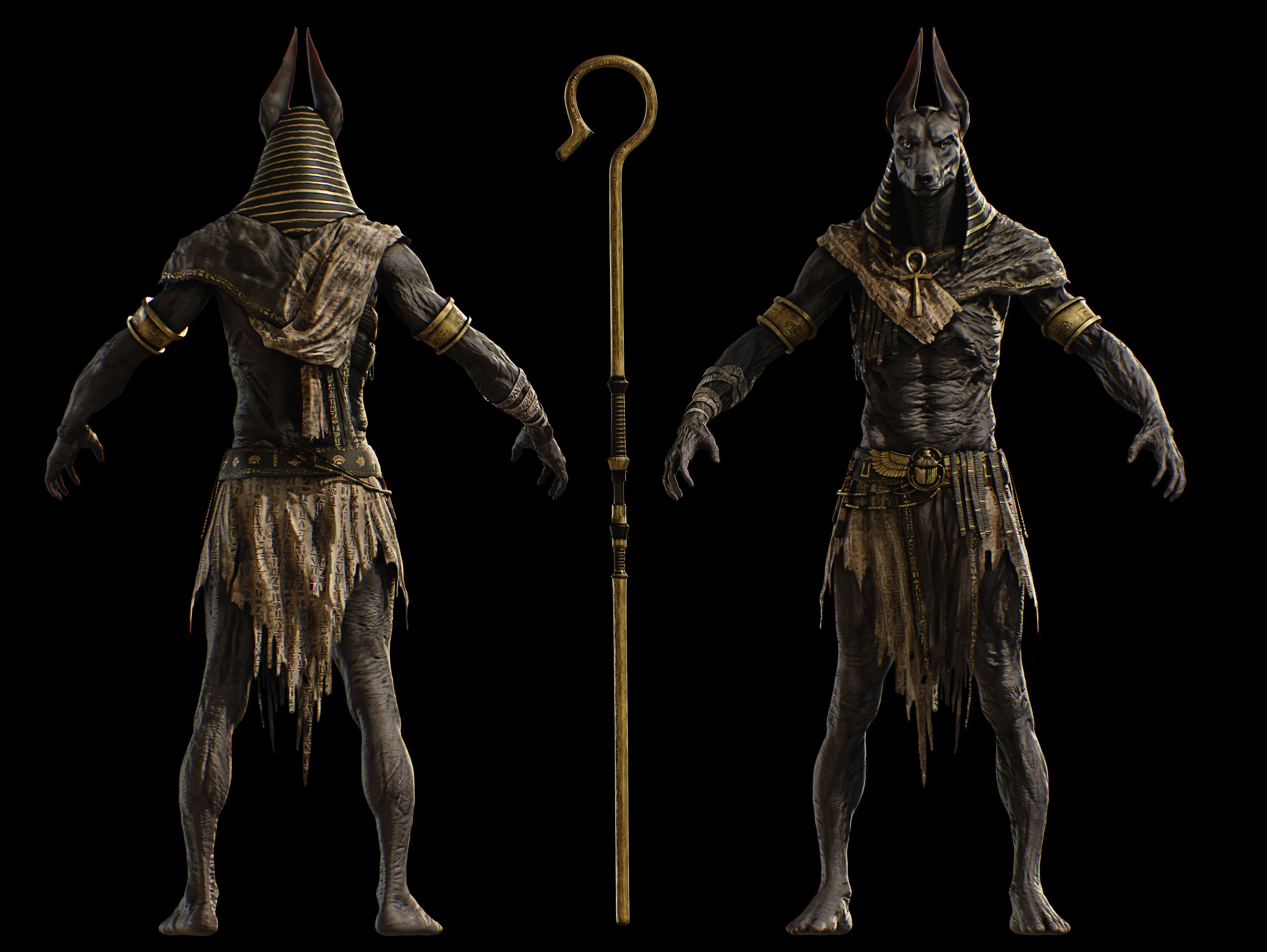 Anubis Low-poly 3D model_14