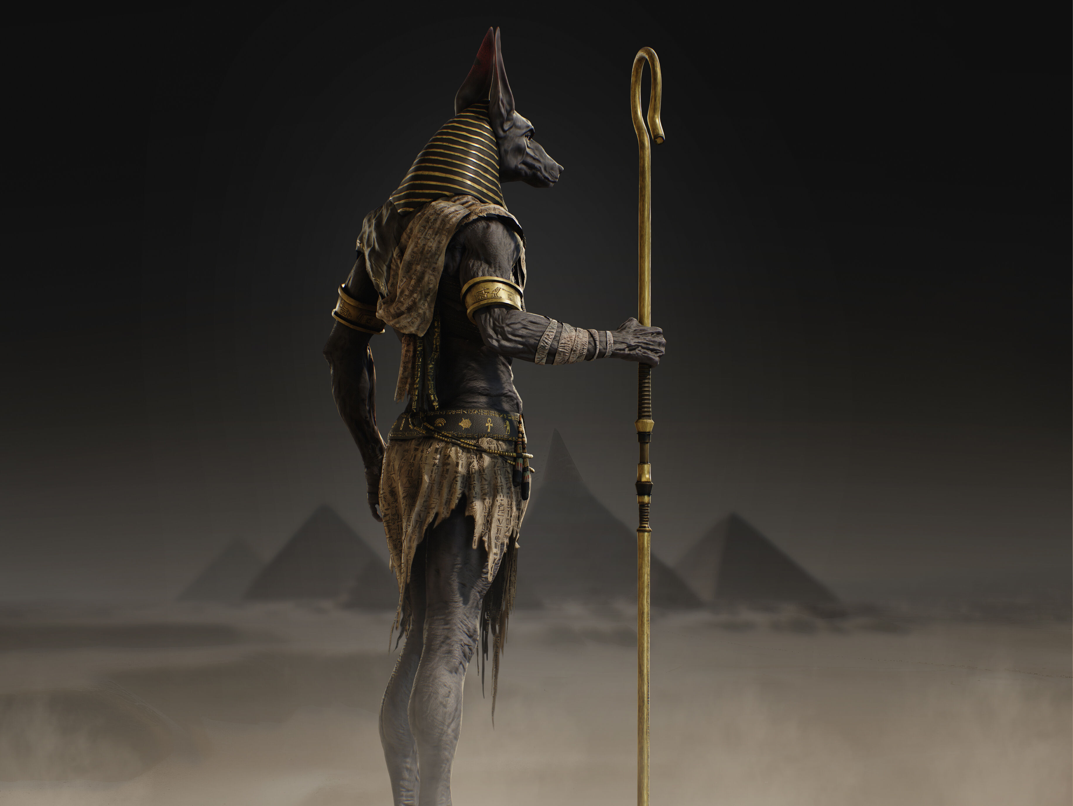 Anubis Low-poly 3D model_7