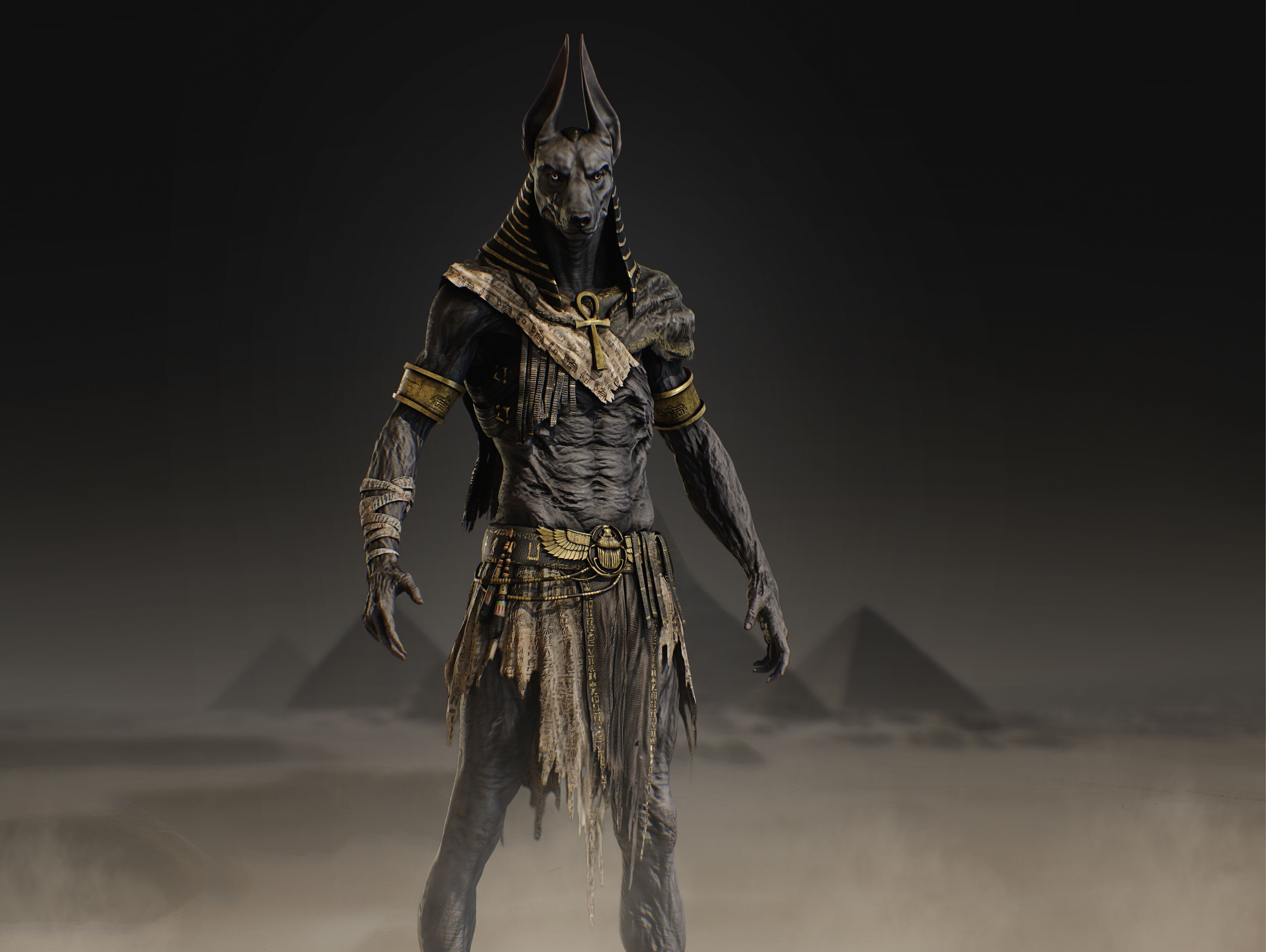 Anubis Low-poly 3D model_10