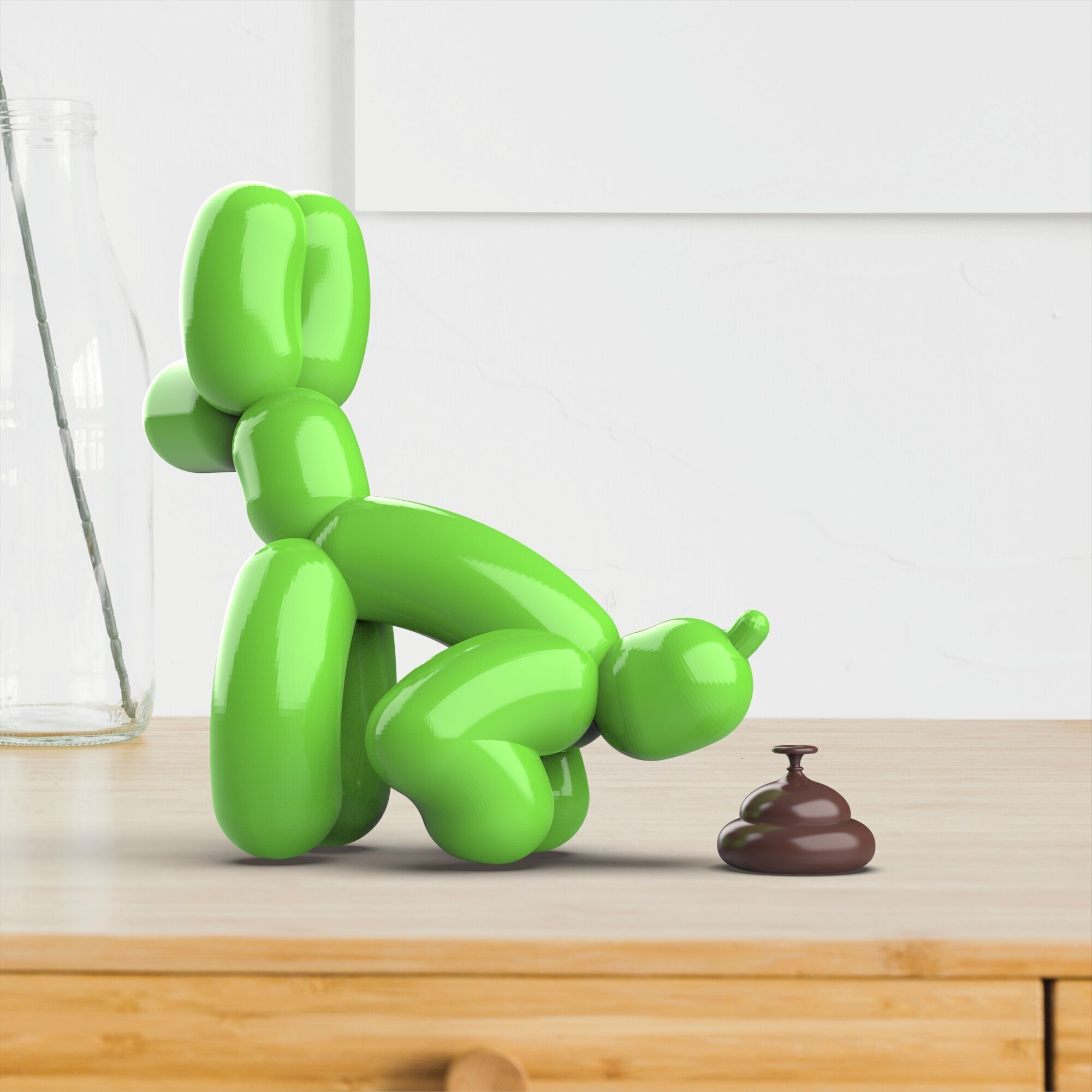 Shitting Balloon Dog - 3D Pooping Decor Dog 3D print model_4
