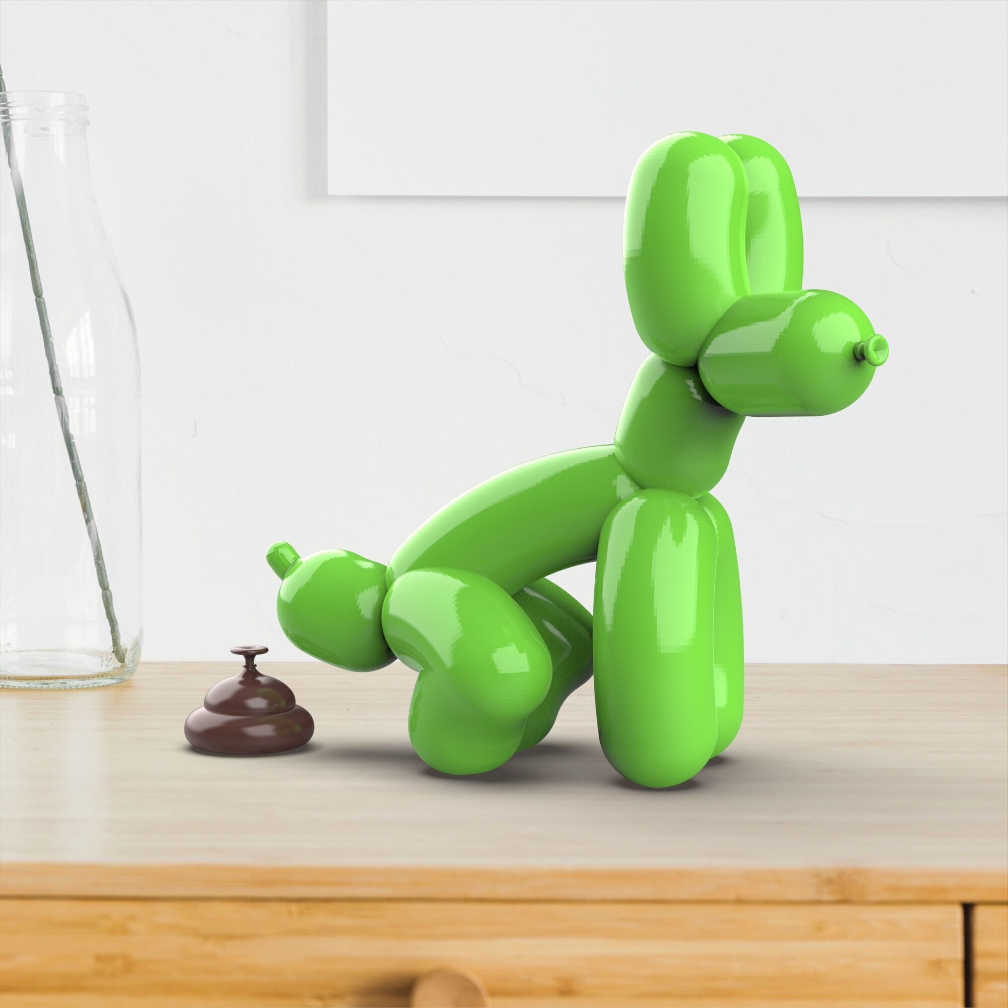 Shitting Balloon Dog - 3D Pooping Decor Dog 3D print model_2