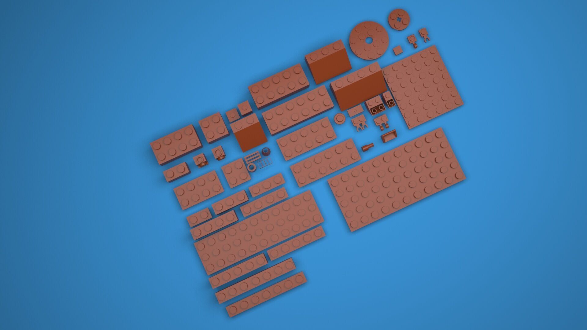 Milk Chocolate Lego Bricks Set 3D model_27