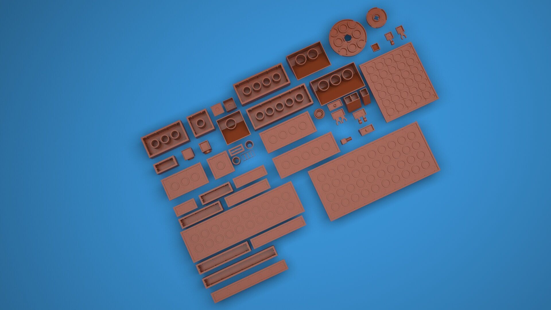 Milk Chocolate Lego Bricks Set 3D model_28