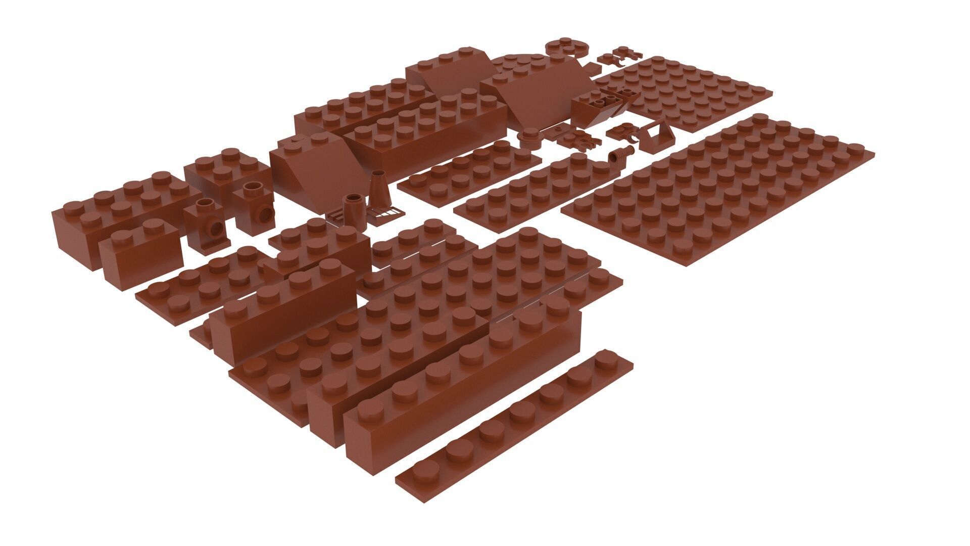 Milk Chocolate Lego Bricks Set 3D model_5