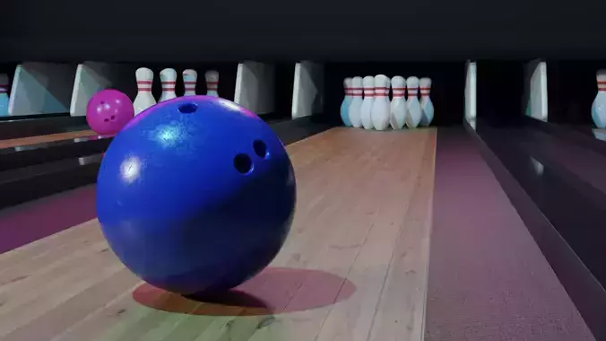 High Quality Bowling Alley 3D Model   PBR Textures Game Ready